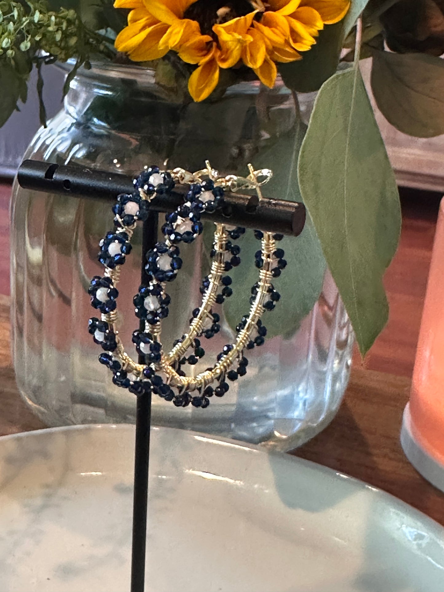 Hoop Earrings in Dark Blue