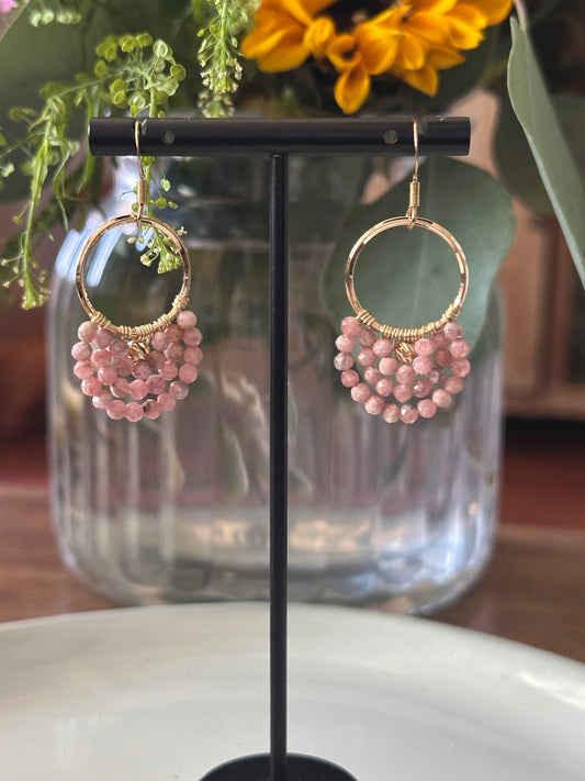 Dangle and Drop Earrings in Orange and Gold.