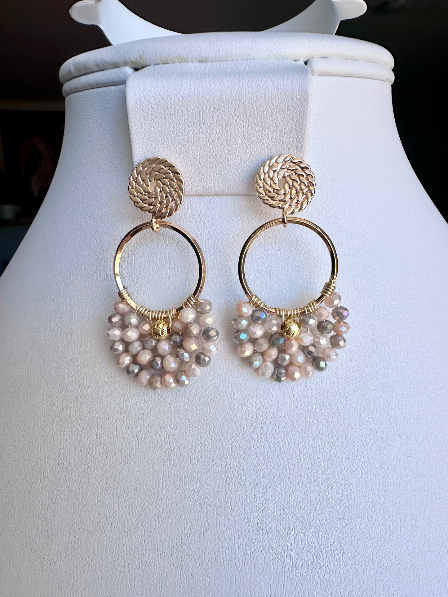 Dangle and Drop Earrings in Ivory and Smokey Silver