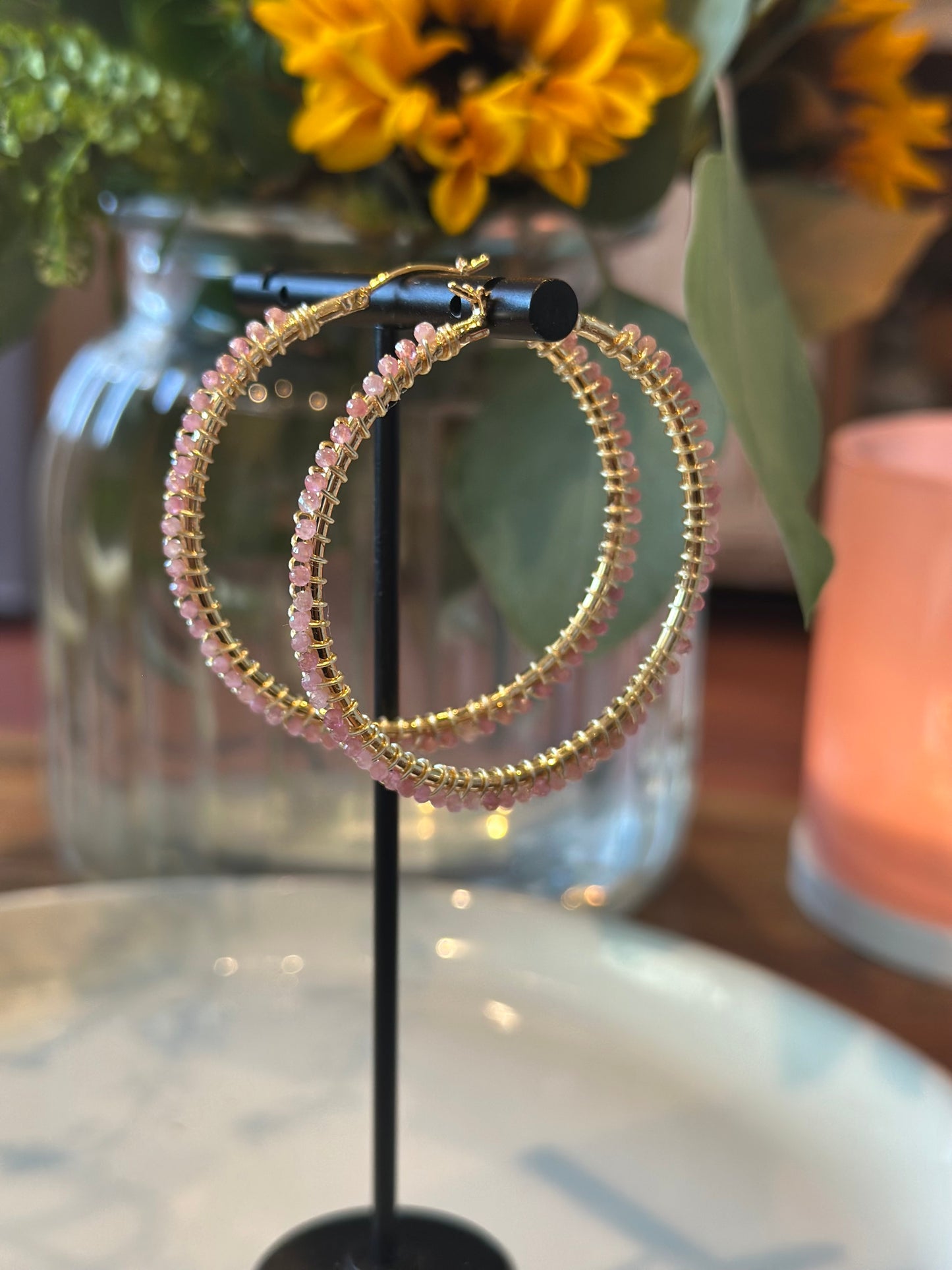 Hoop Earrings in Pink
