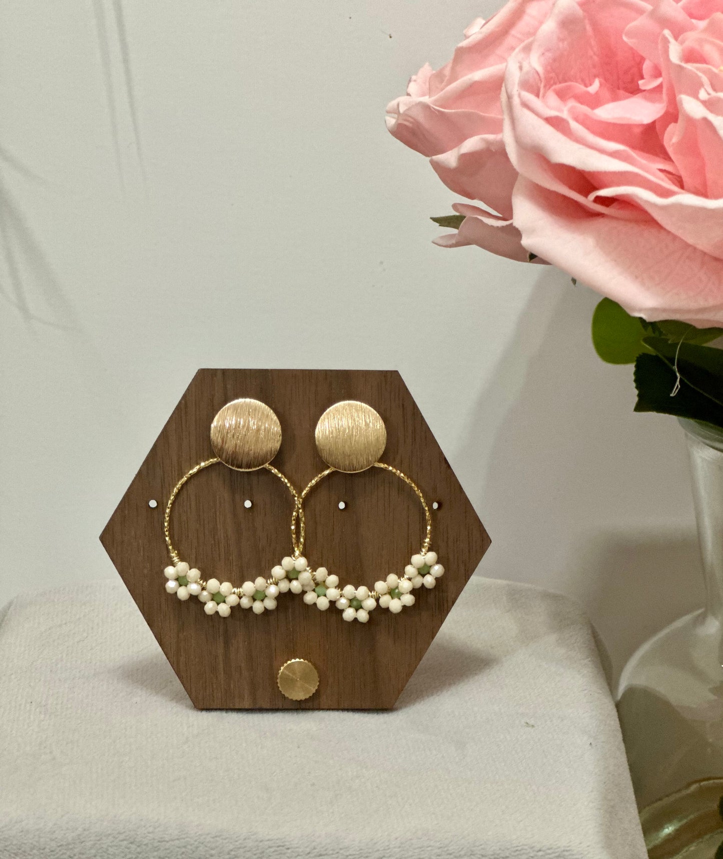 Dangle and Drop Earrings in Ivory and Gold