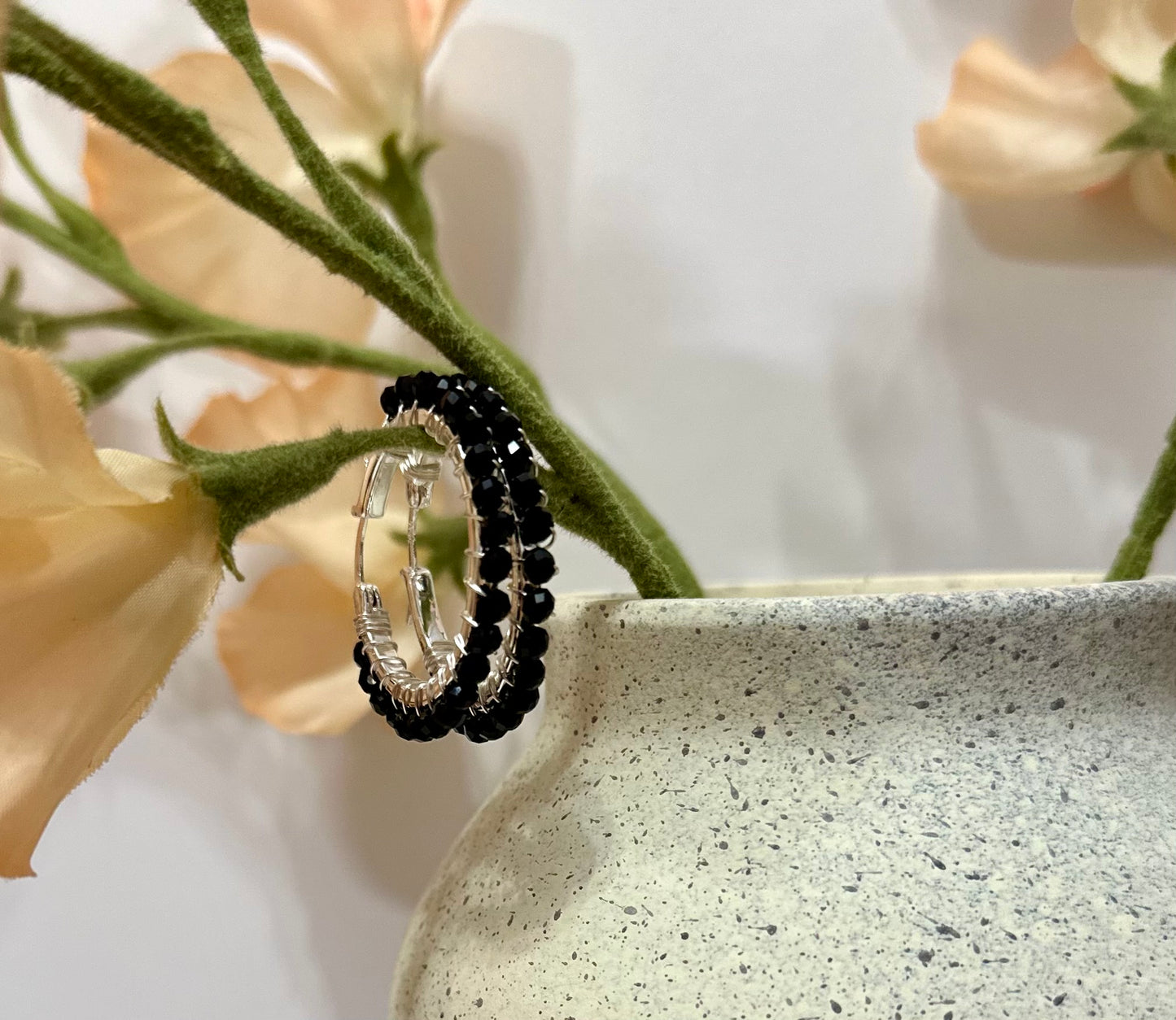 Hoop Earrings in Black and Silver