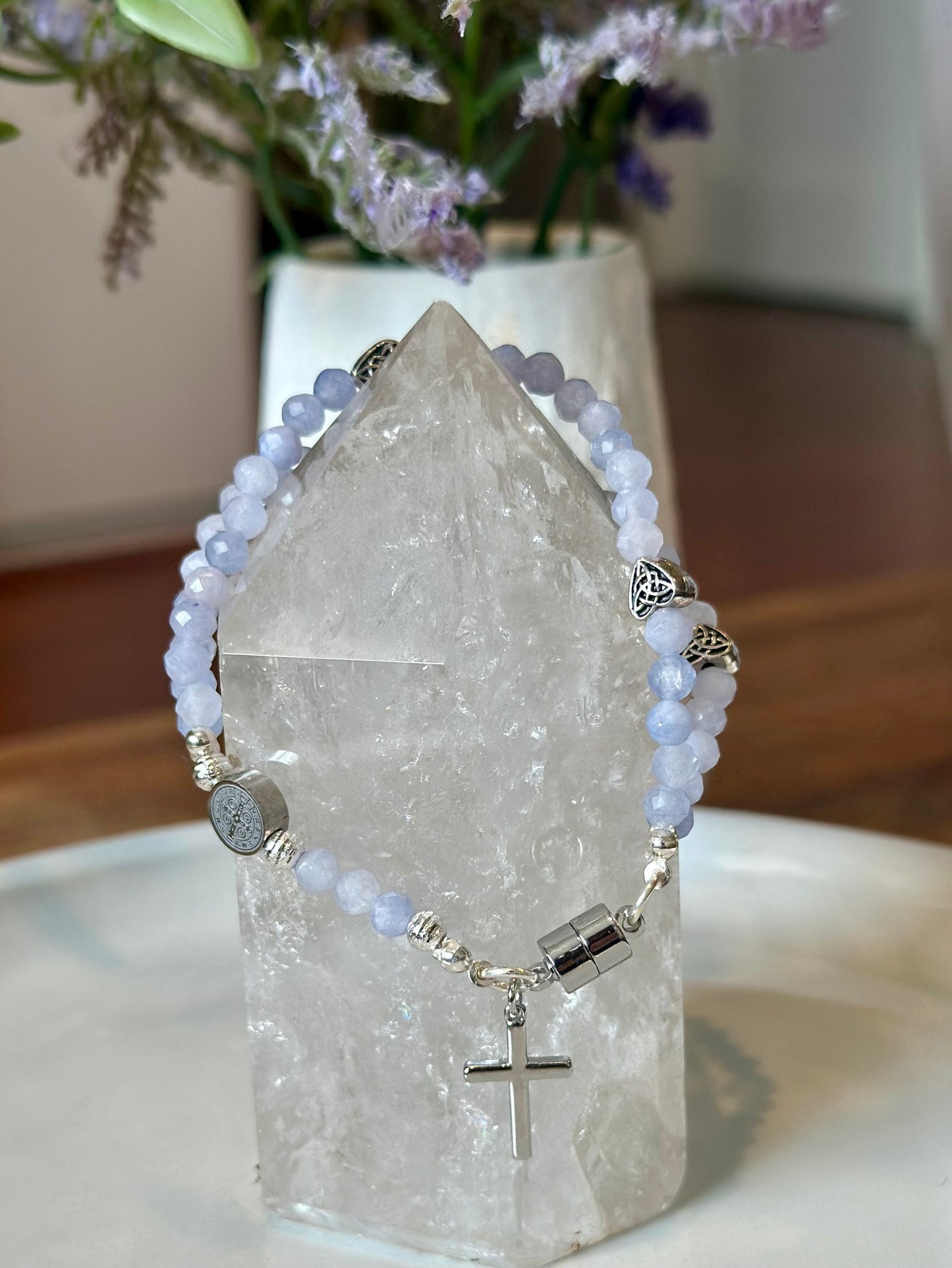Rosary Bracelet in Blue and Silver.