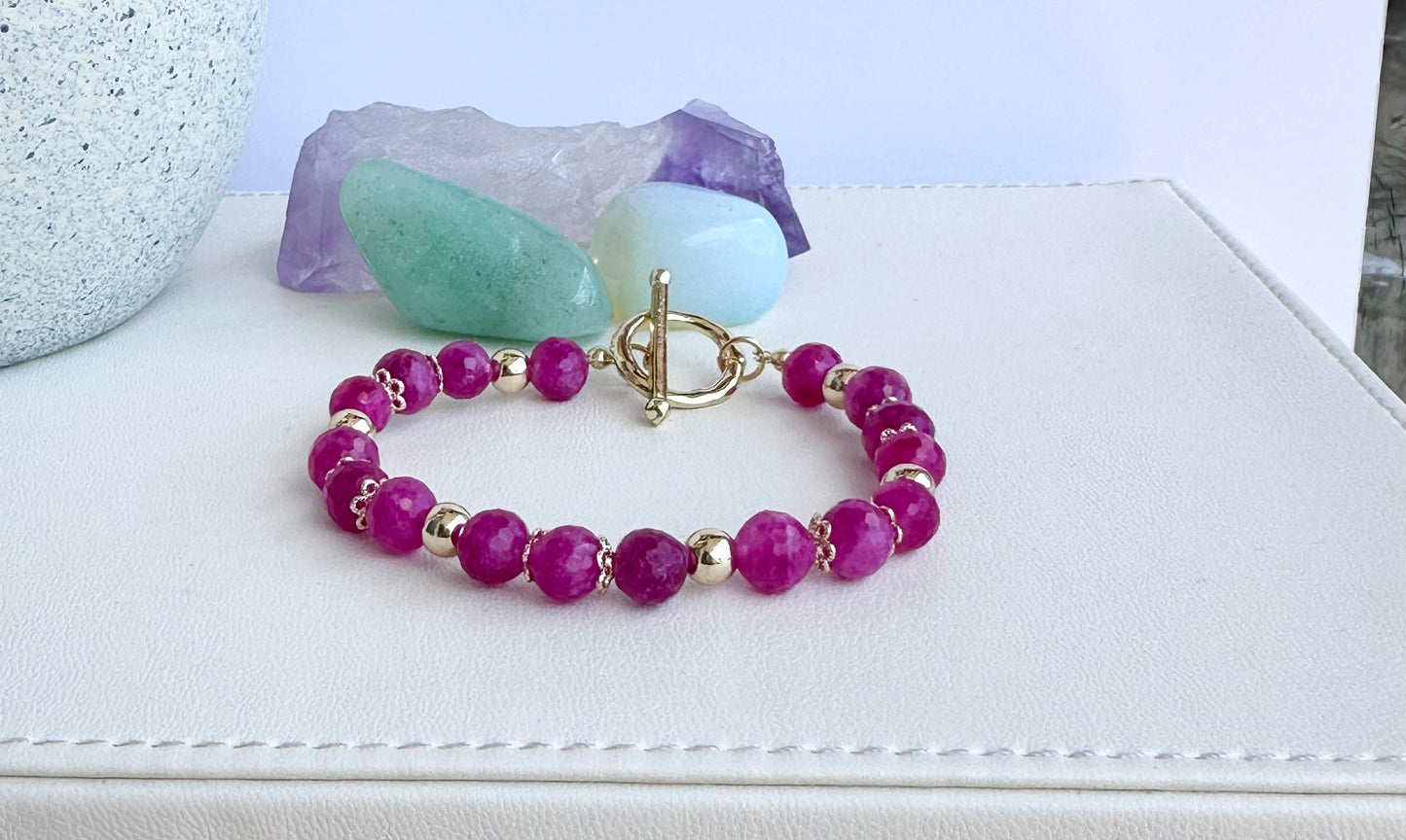 Bracelet with Ruby Quartz Gemstones