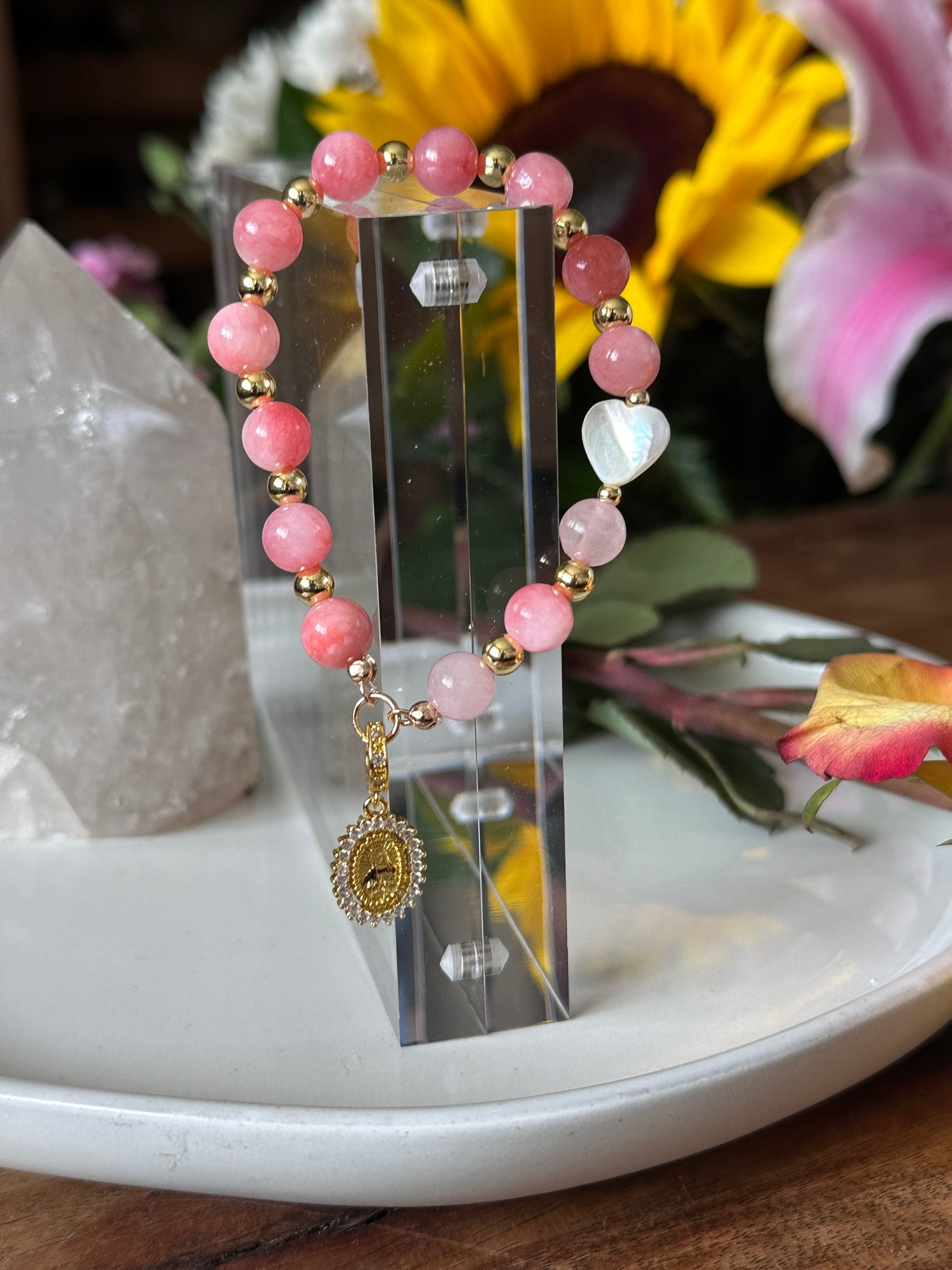 Bracelet in Coral Pink and Gold