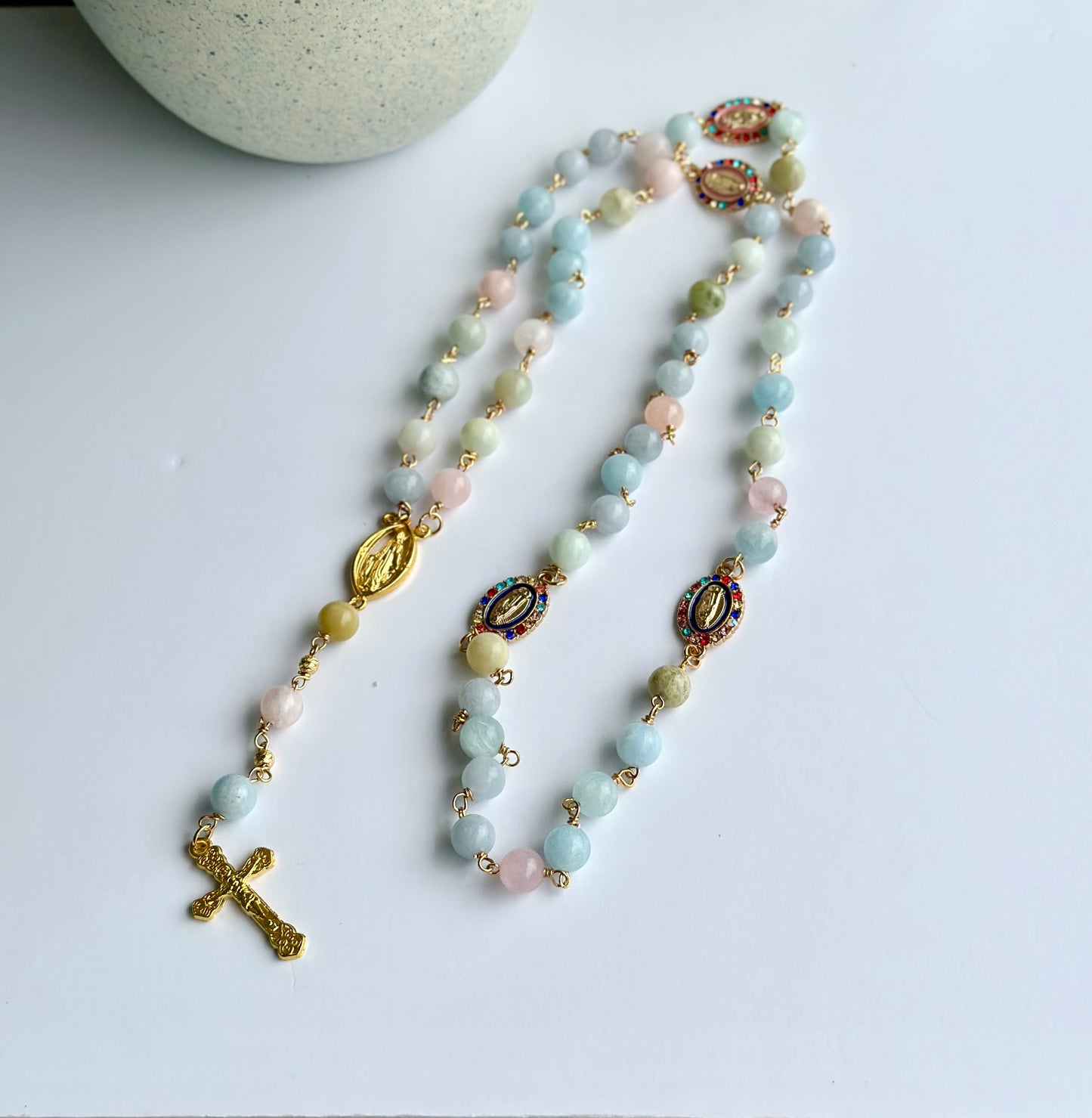 Rosary with Multicolored Morganite