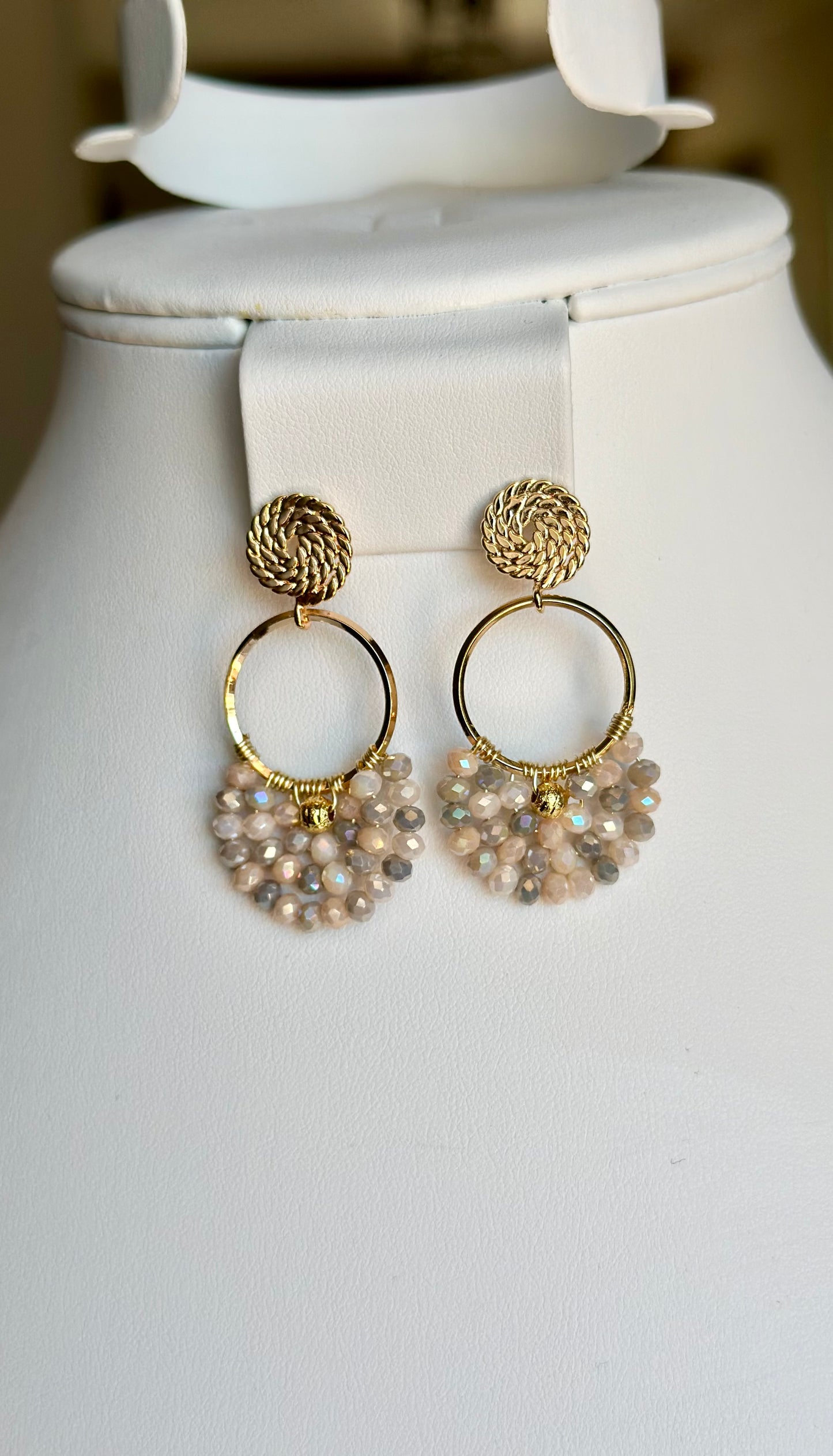 Dangle and Drop Earrings in Ivory and Smokey Silver