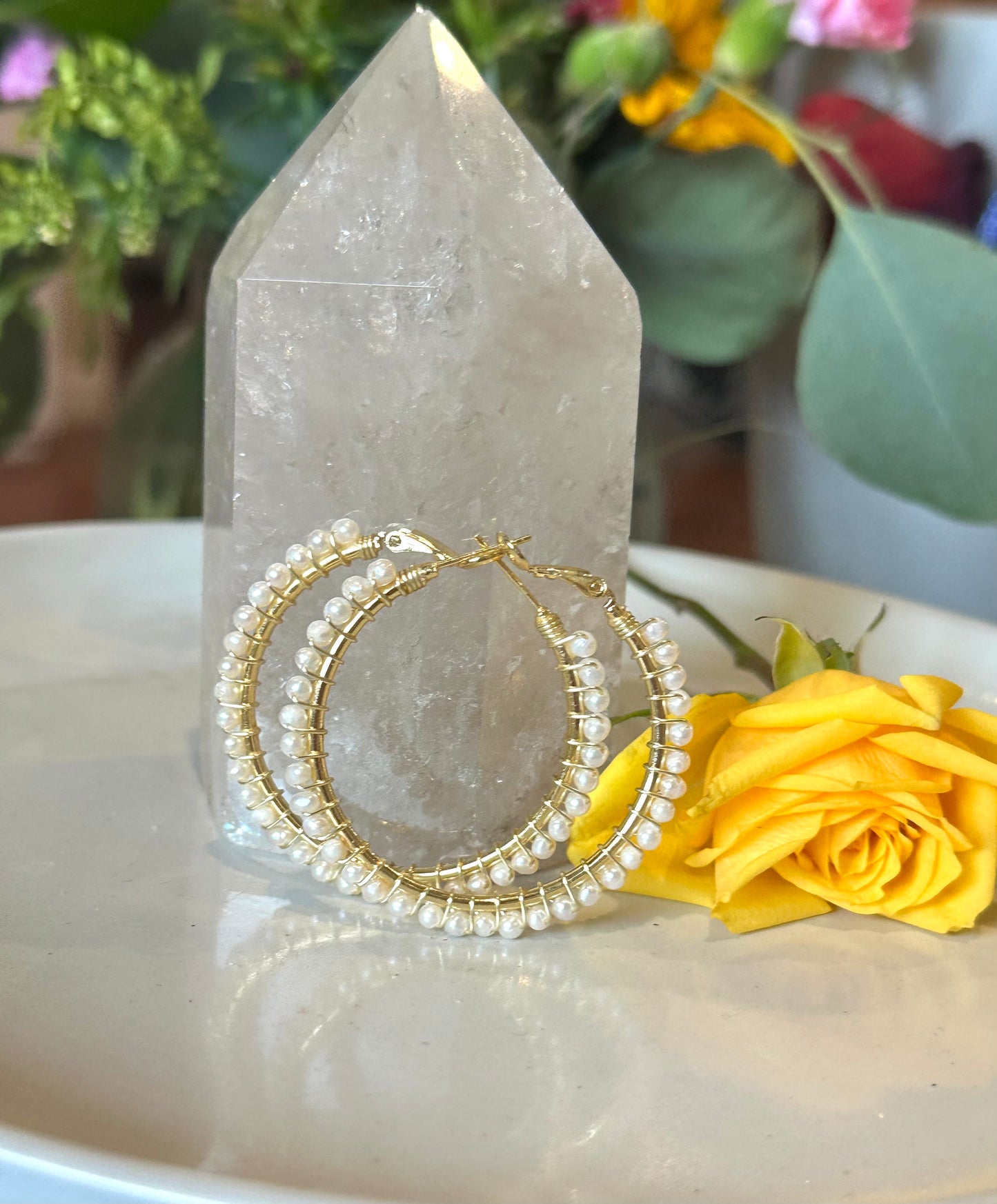 Hoop Earrings in Ivory