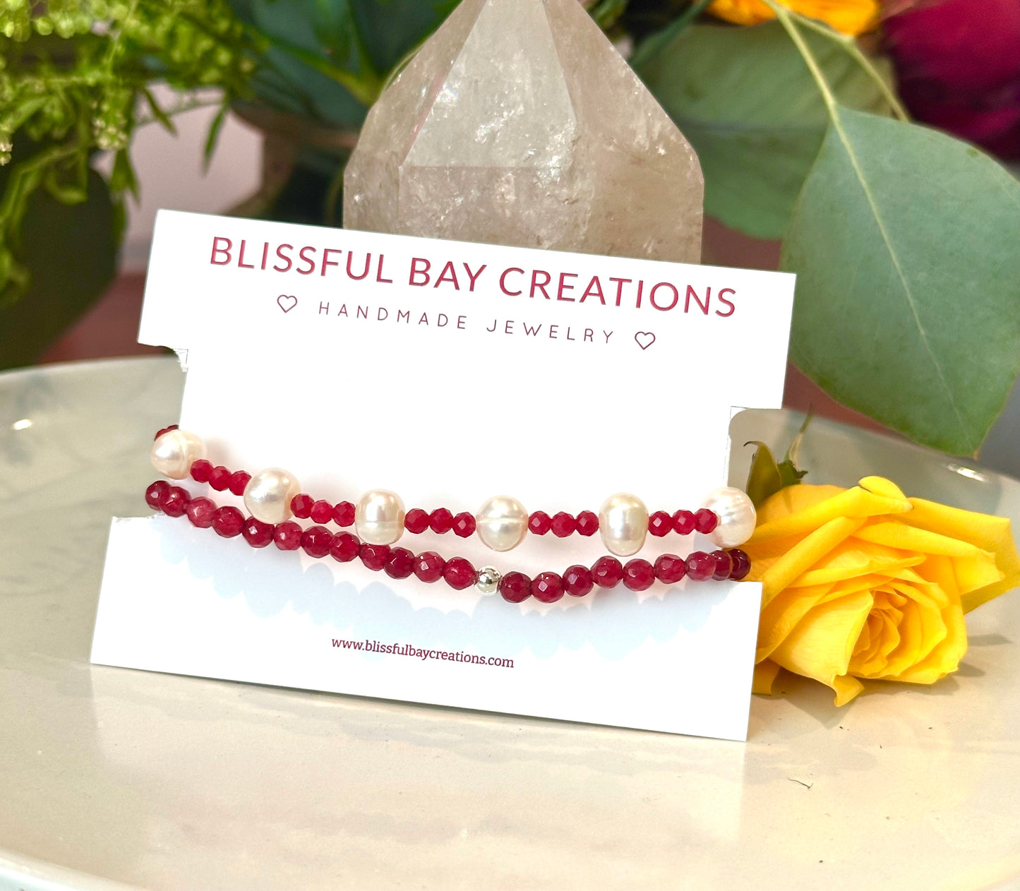 Bracelet Set in Red and Ivory