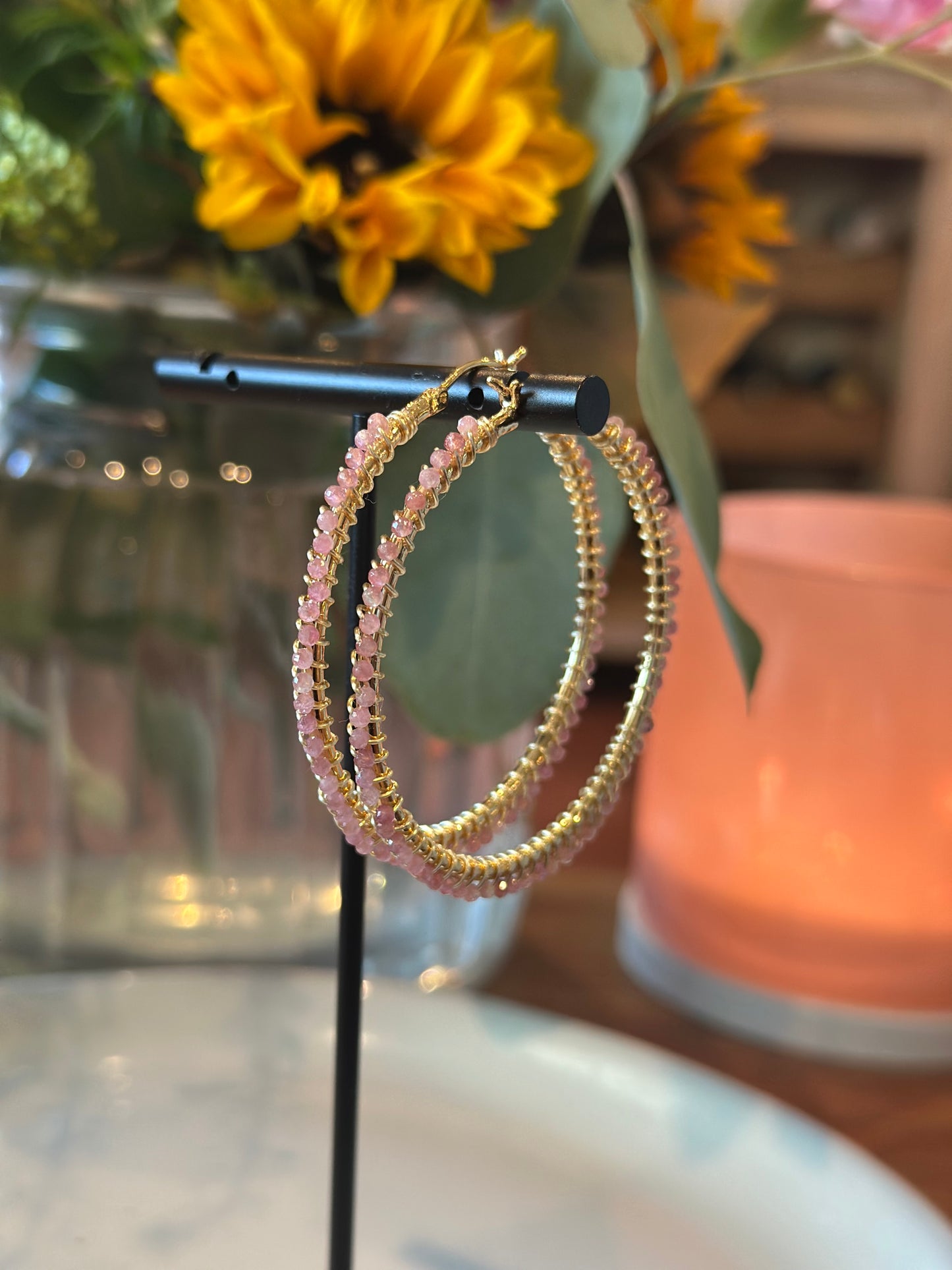 Hoop Earrings in Pink