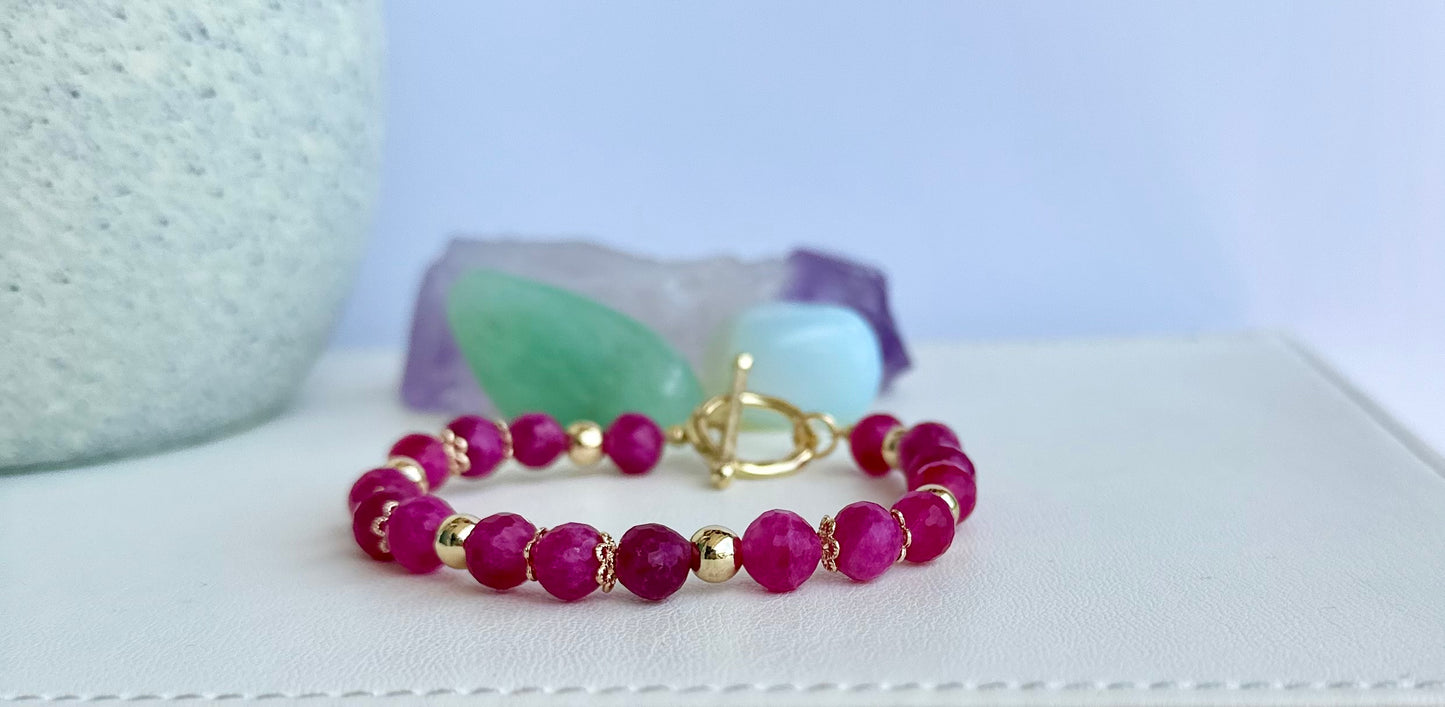 Bracelet with Ruby Quartz Gemstones