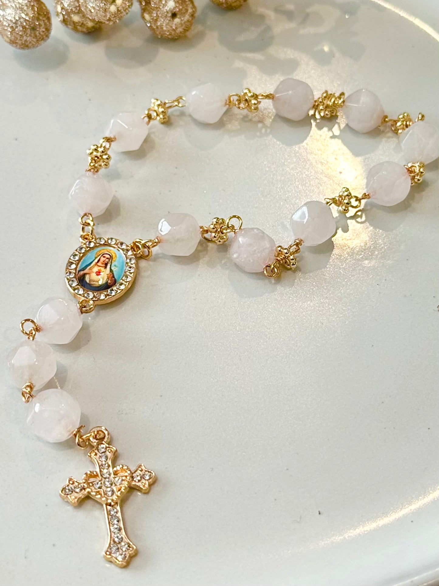 Rosary Bracelet in Pale Pink.