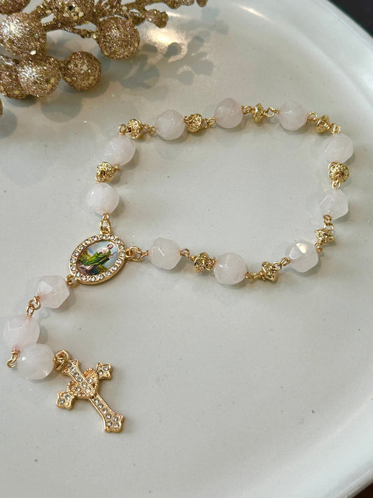 Rosary Bracelet in Pale Pink.