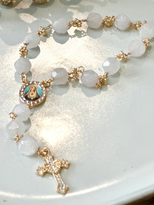 Rosary Bracelet in Pale Pink.