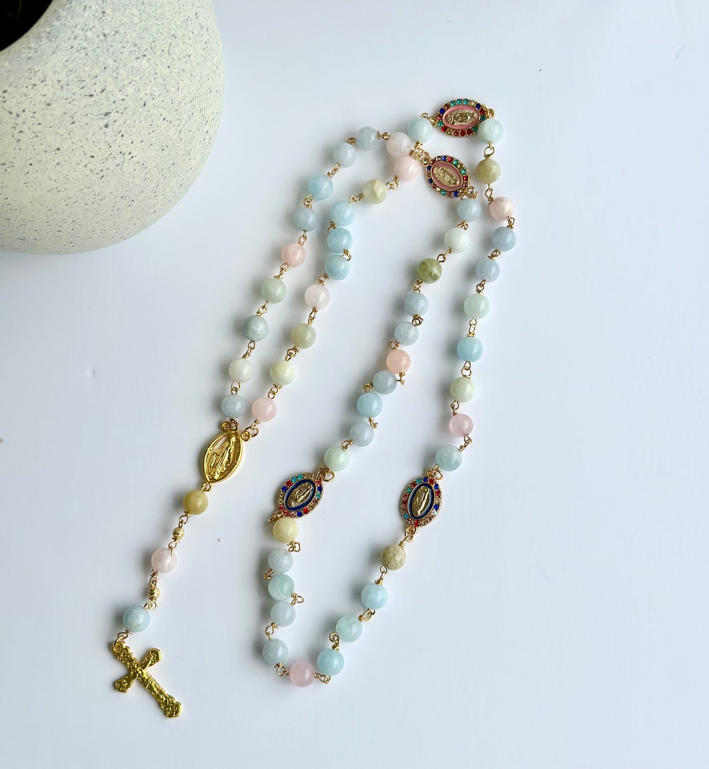 Rosary with Multicolored Morganite