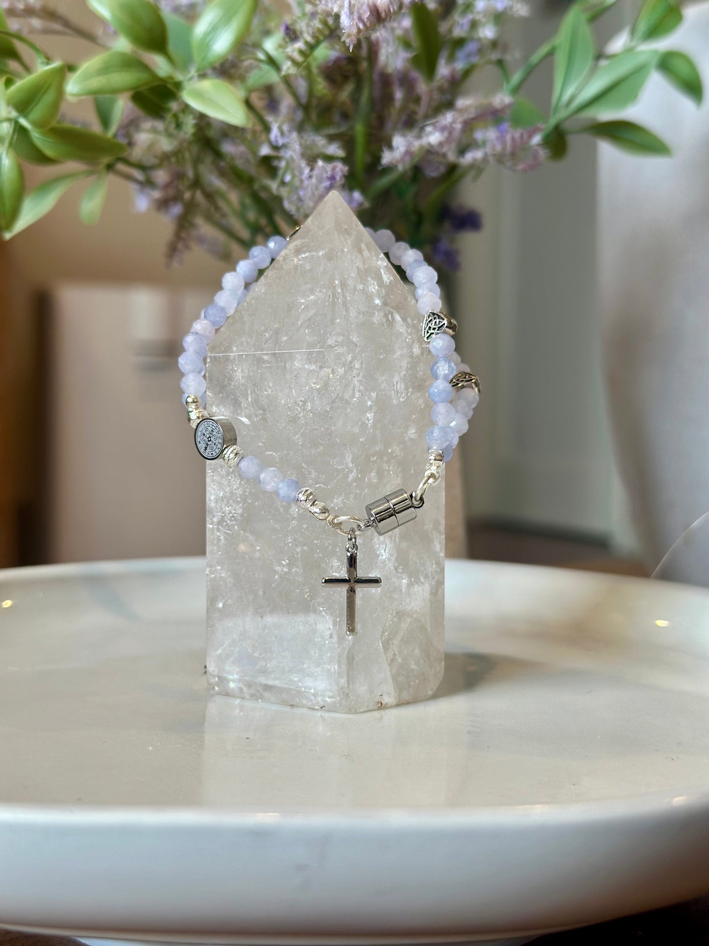 Rosary Bracelet in Blue and Silver.