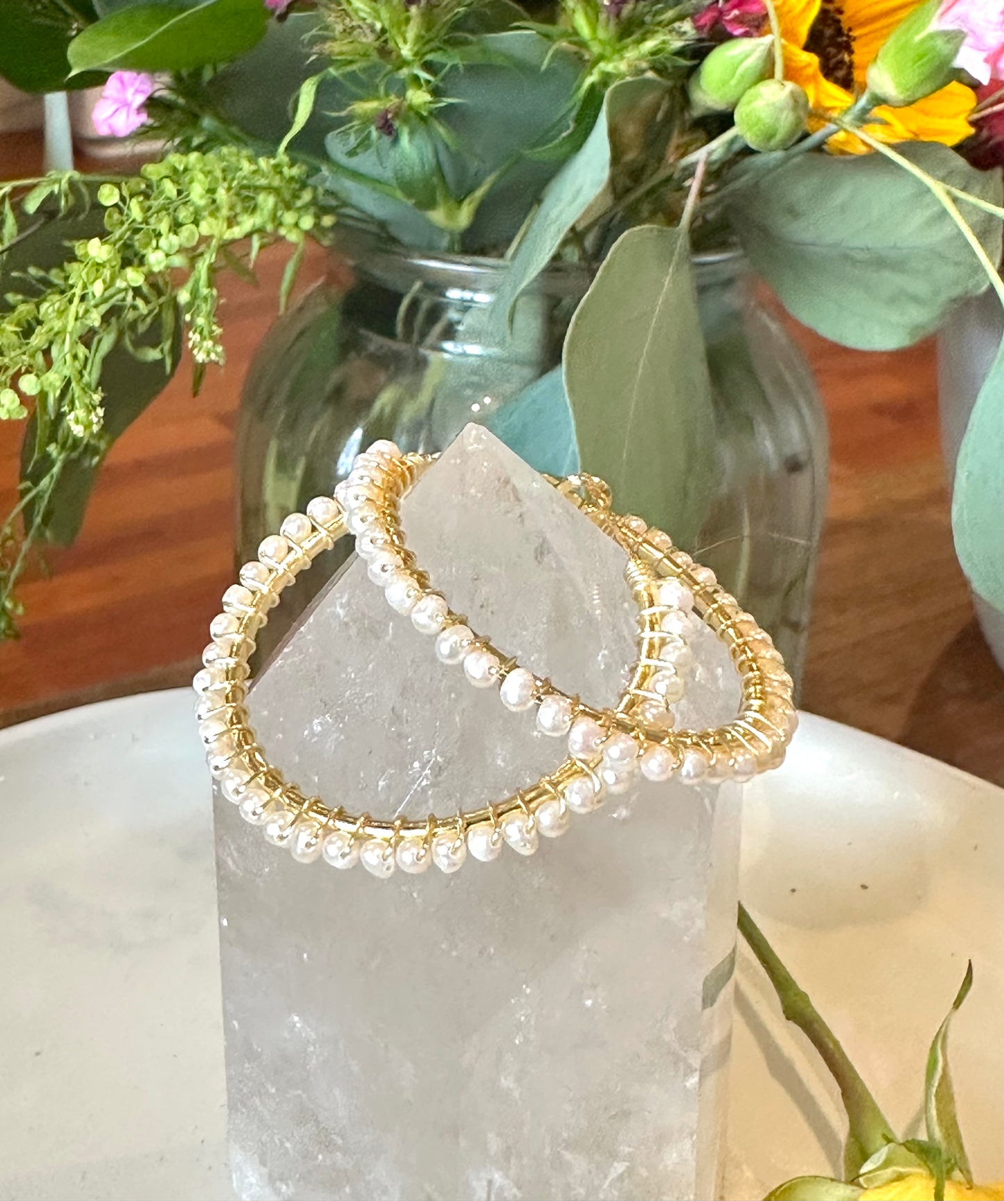 Hoop Earrings in Ivory