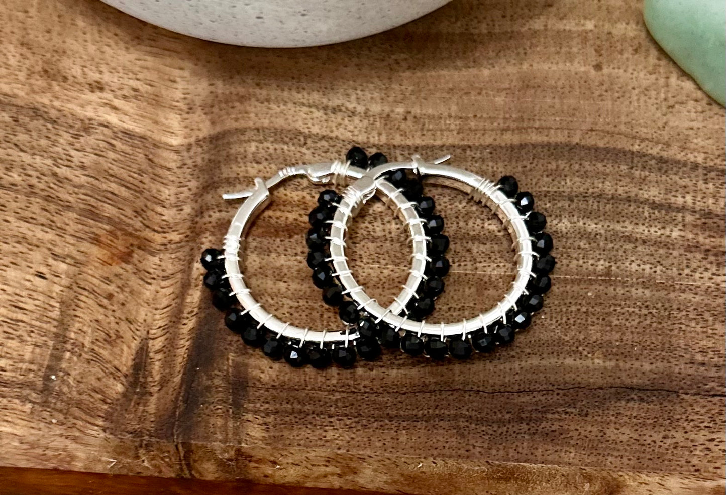 Hoop Earrings in Black and Silver