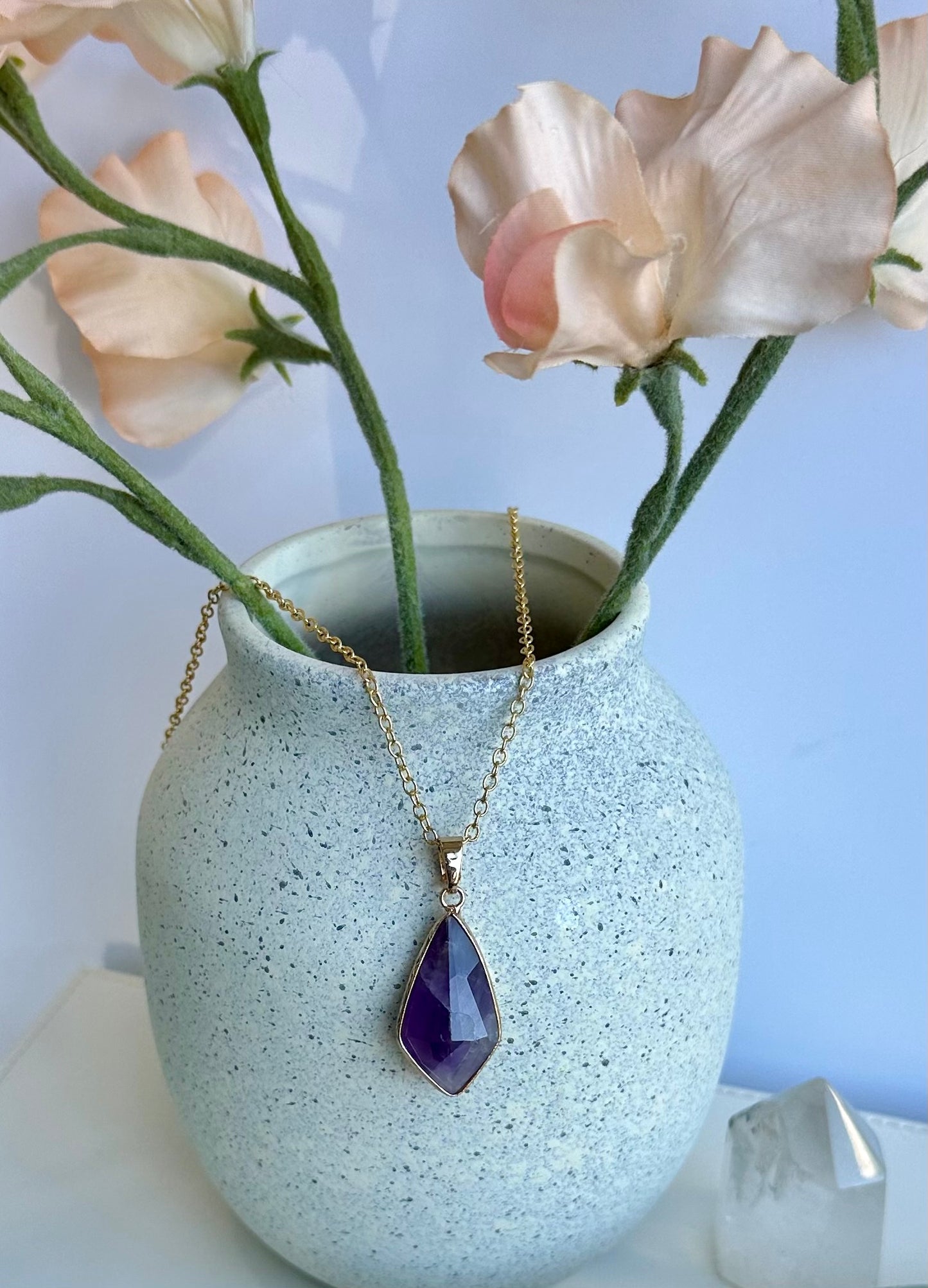 Necklace with Amethyst Drop Pendant