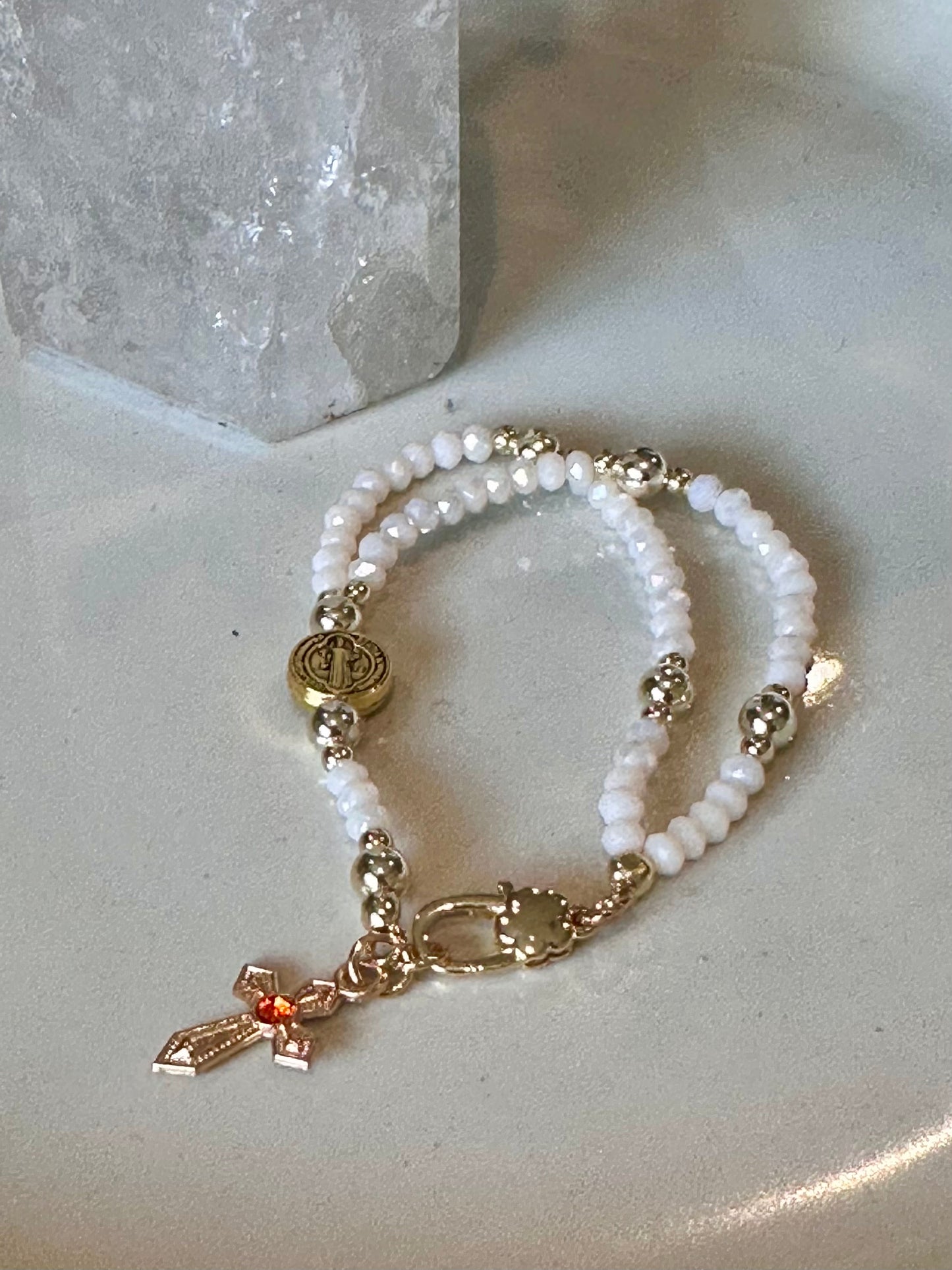 Rosary Bracelet in Ivory and Gold.