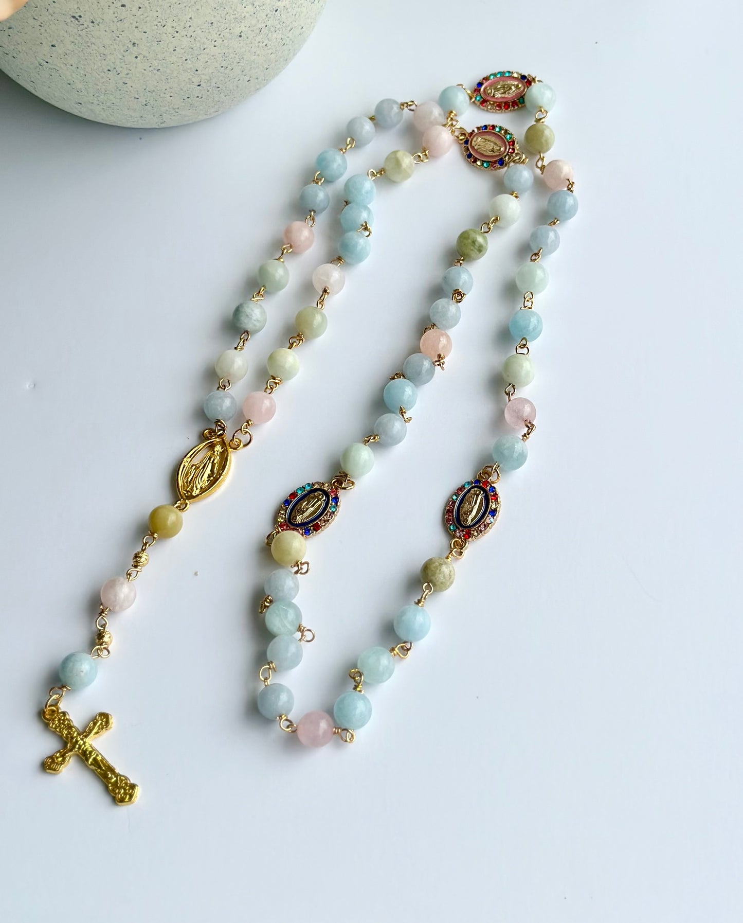 Rosary with Multicolored Morganite