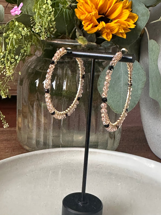 Hoop Earrings in Blush and Black