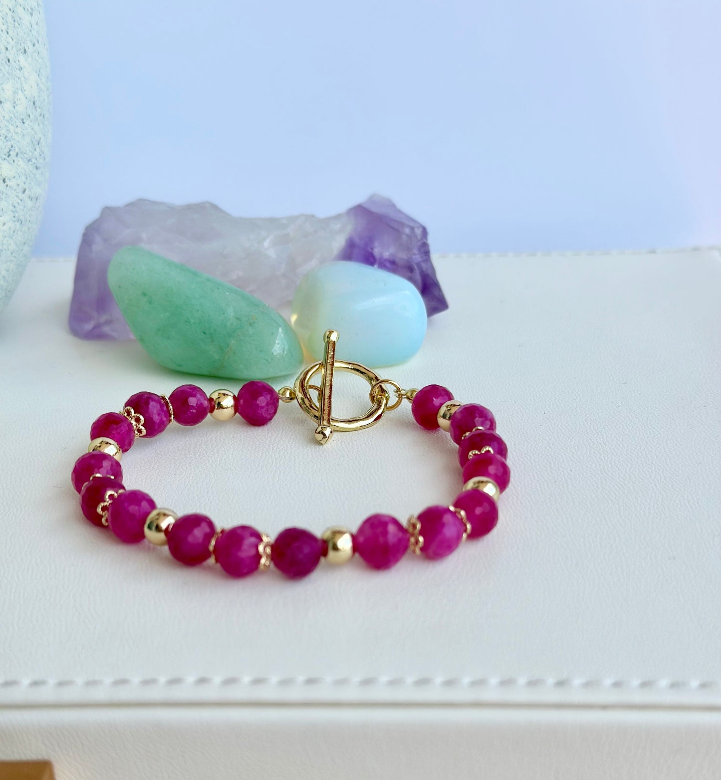 Bracelet with Ruby Quartz Gemstones