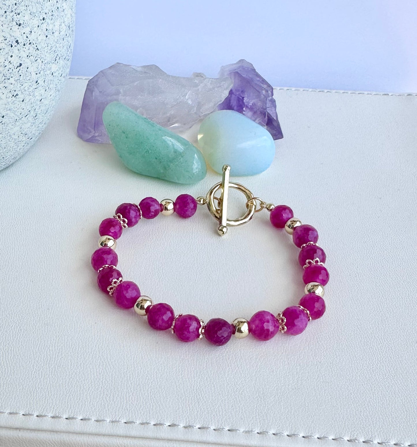 Bracelet with Ruby Quartz Gemstones