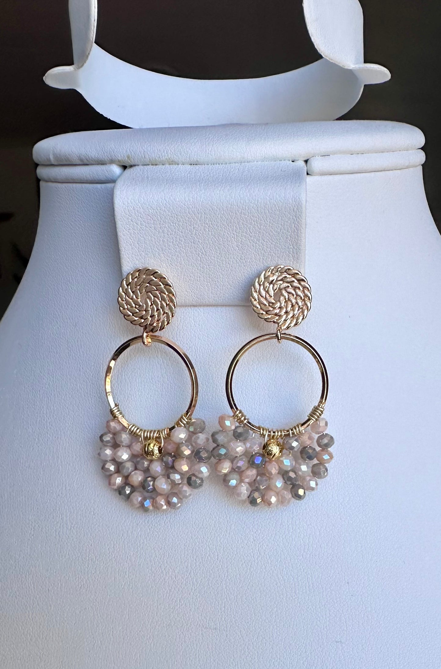 Dangle and Drop Earrings in Ivory and Smokey Silver