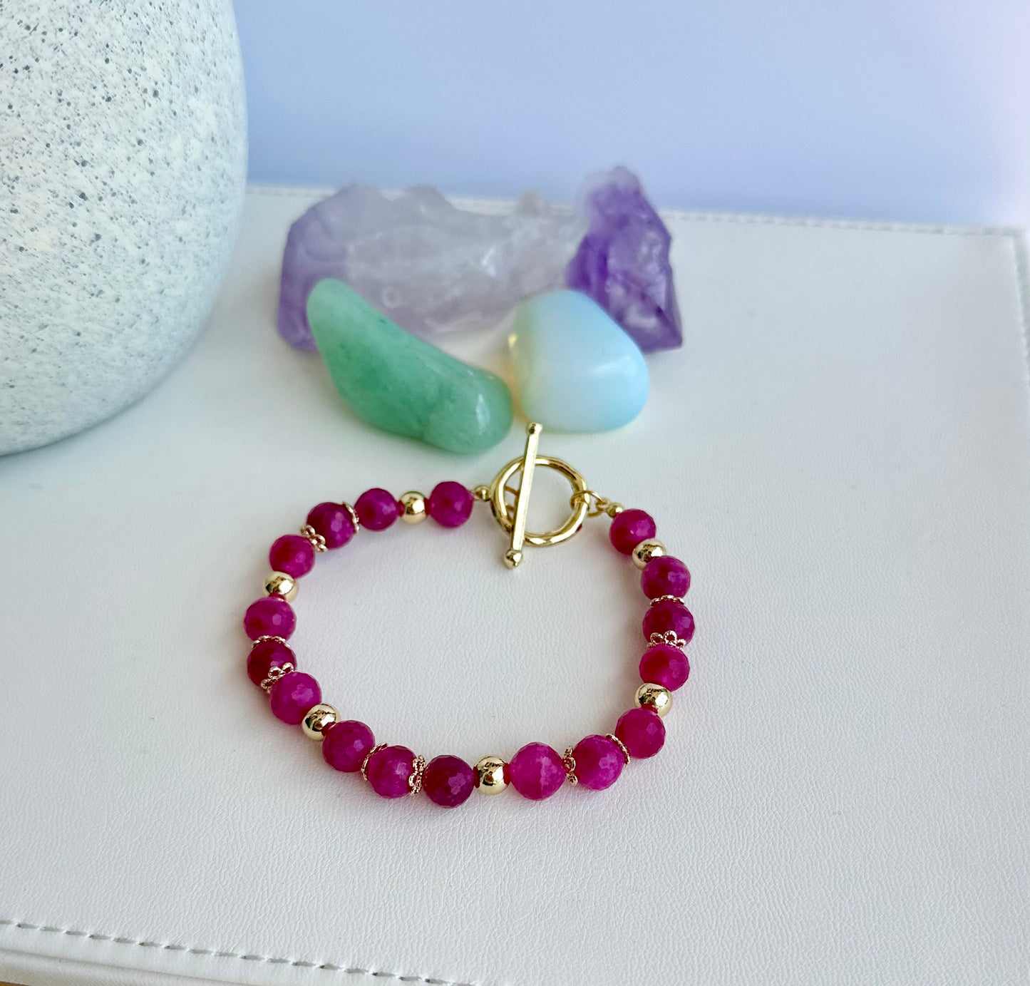 Bracelet with Ruby Quartz Gemstones