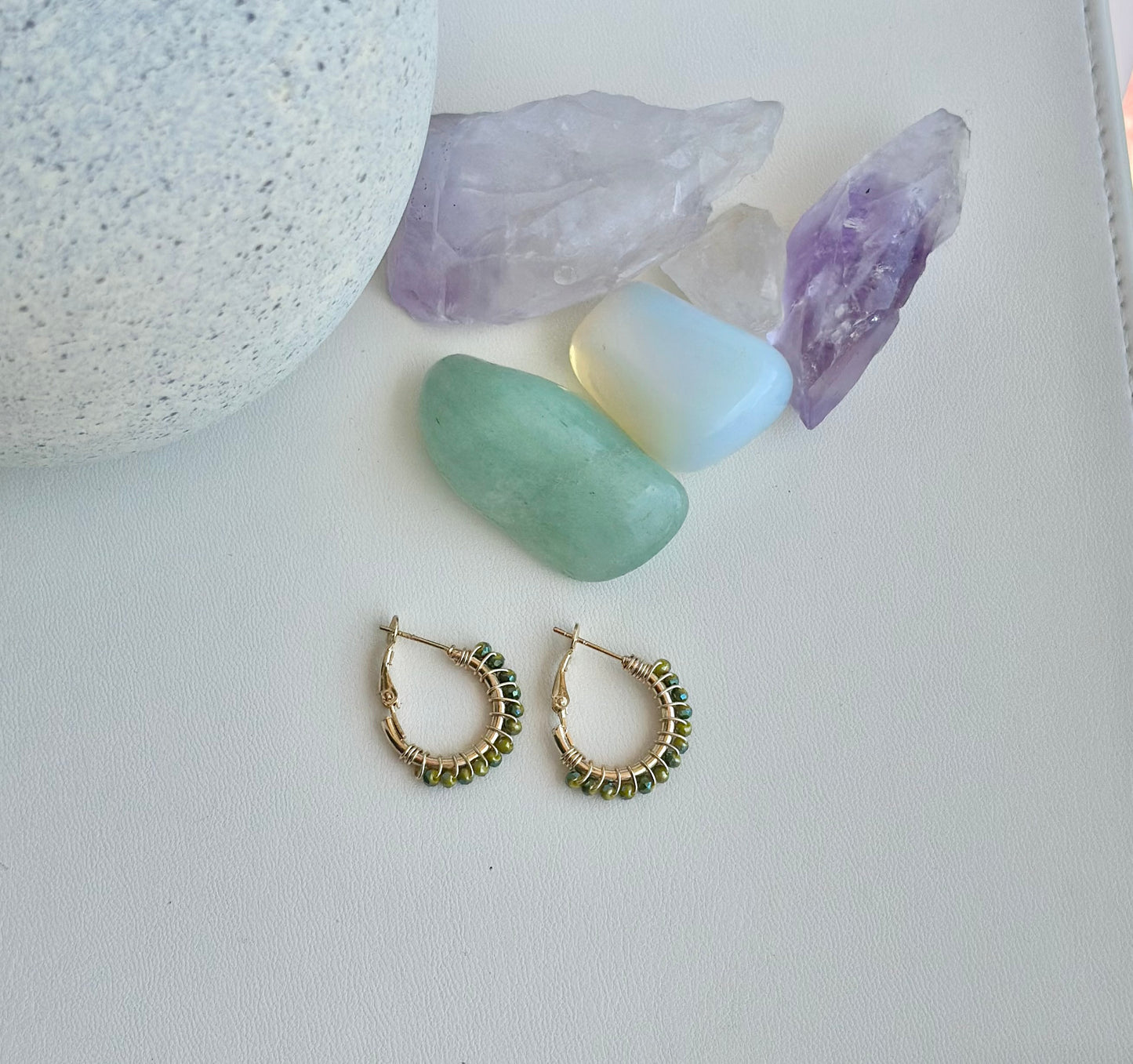 Hoop Earrings in Green (Mini)