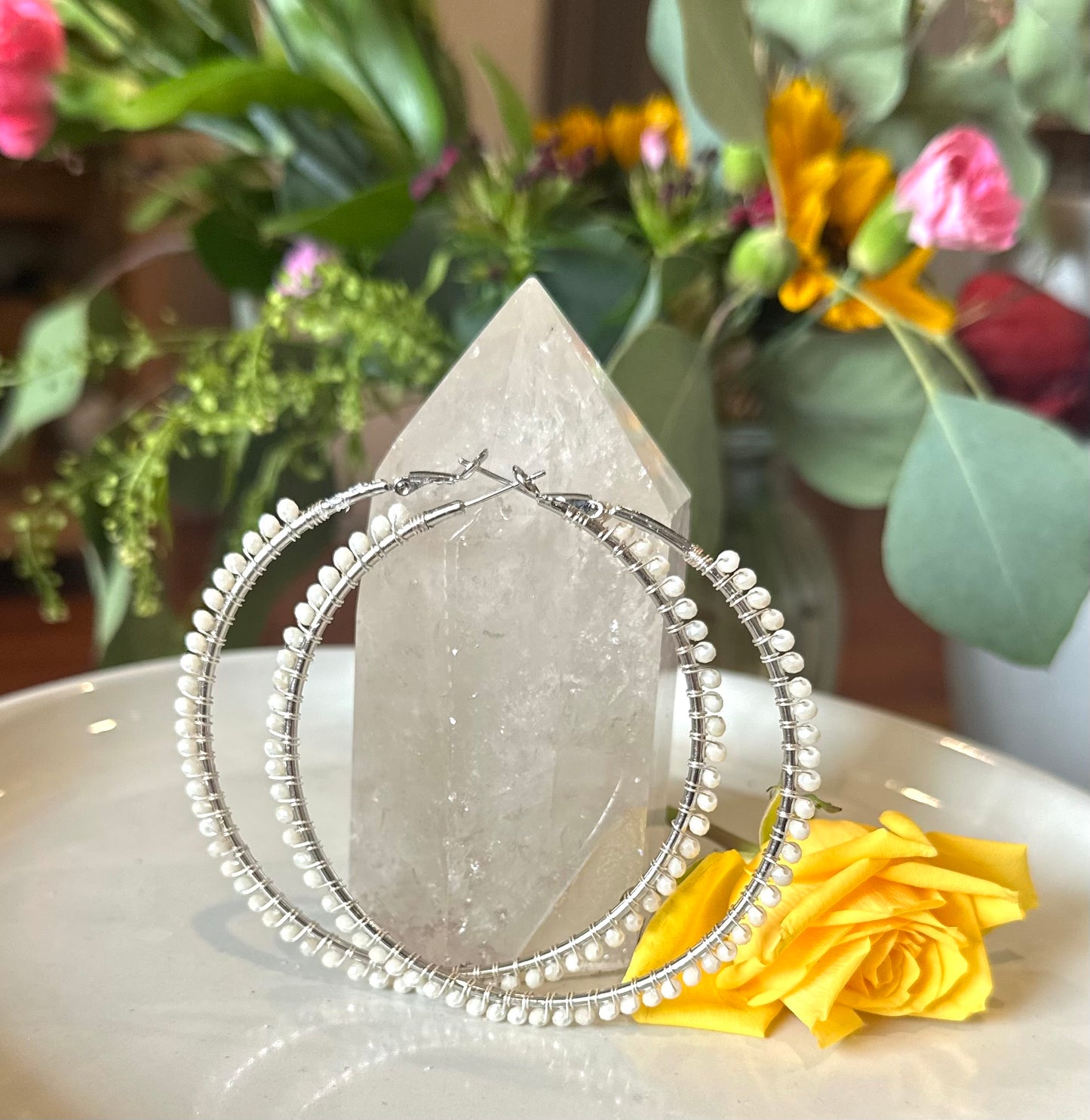 Hoop Earrings in White
