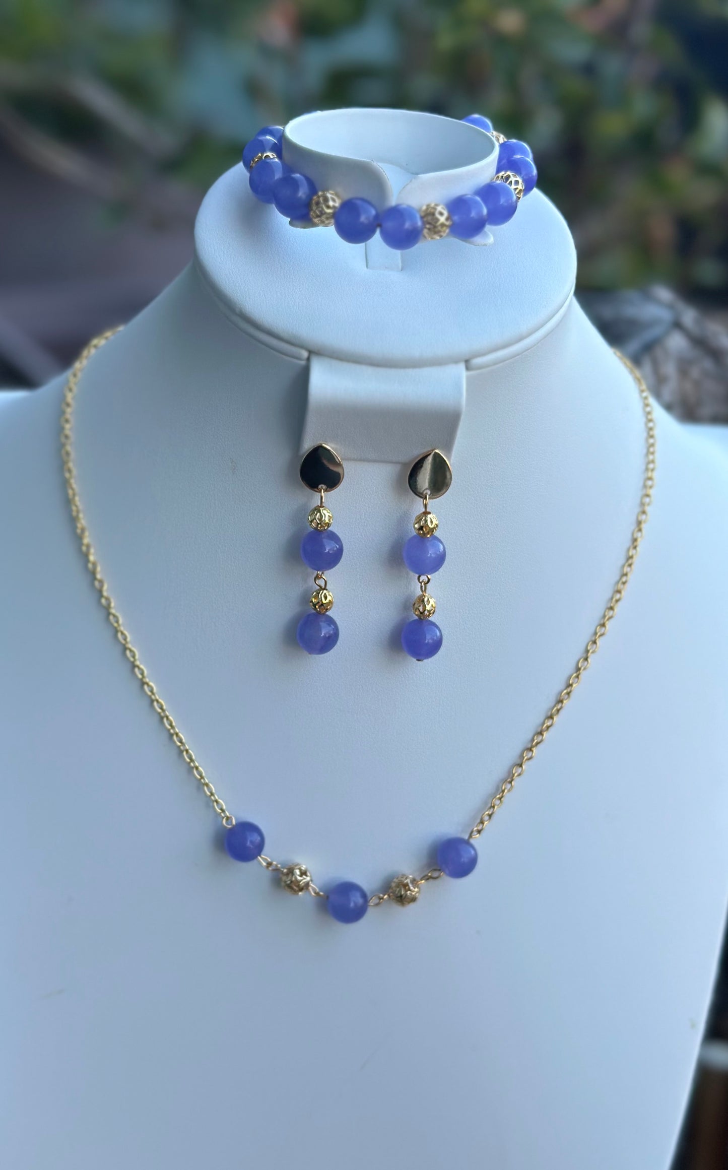 Jewelry Set made of Lavender Quartz Round Beads