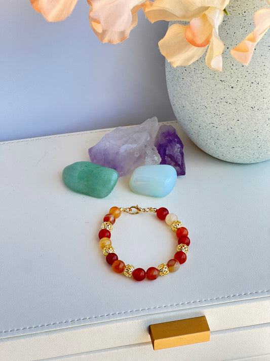 Bracelet Natural  Brown/Red Gemstones