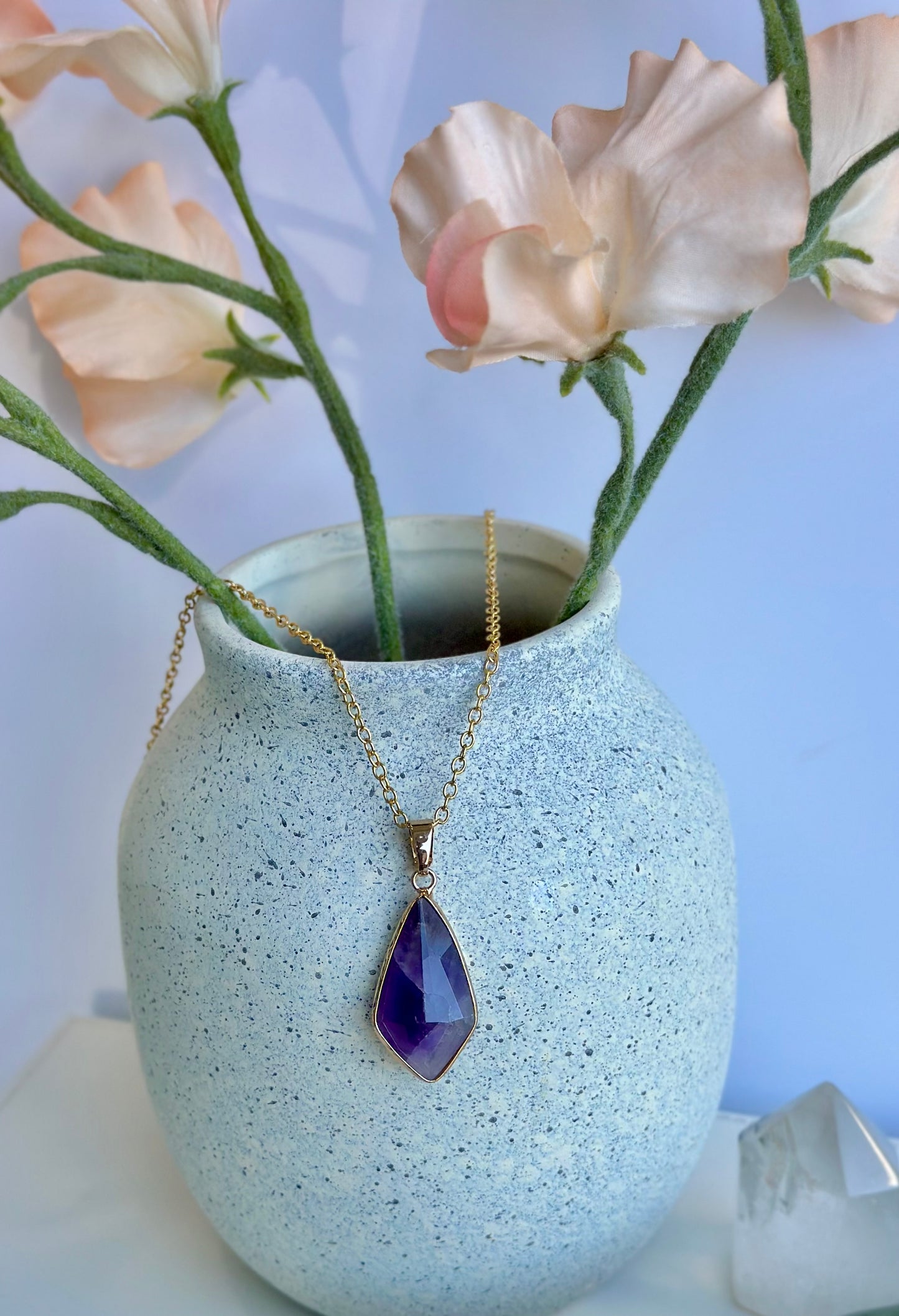 Necklace with Amethyst Drop Pendant