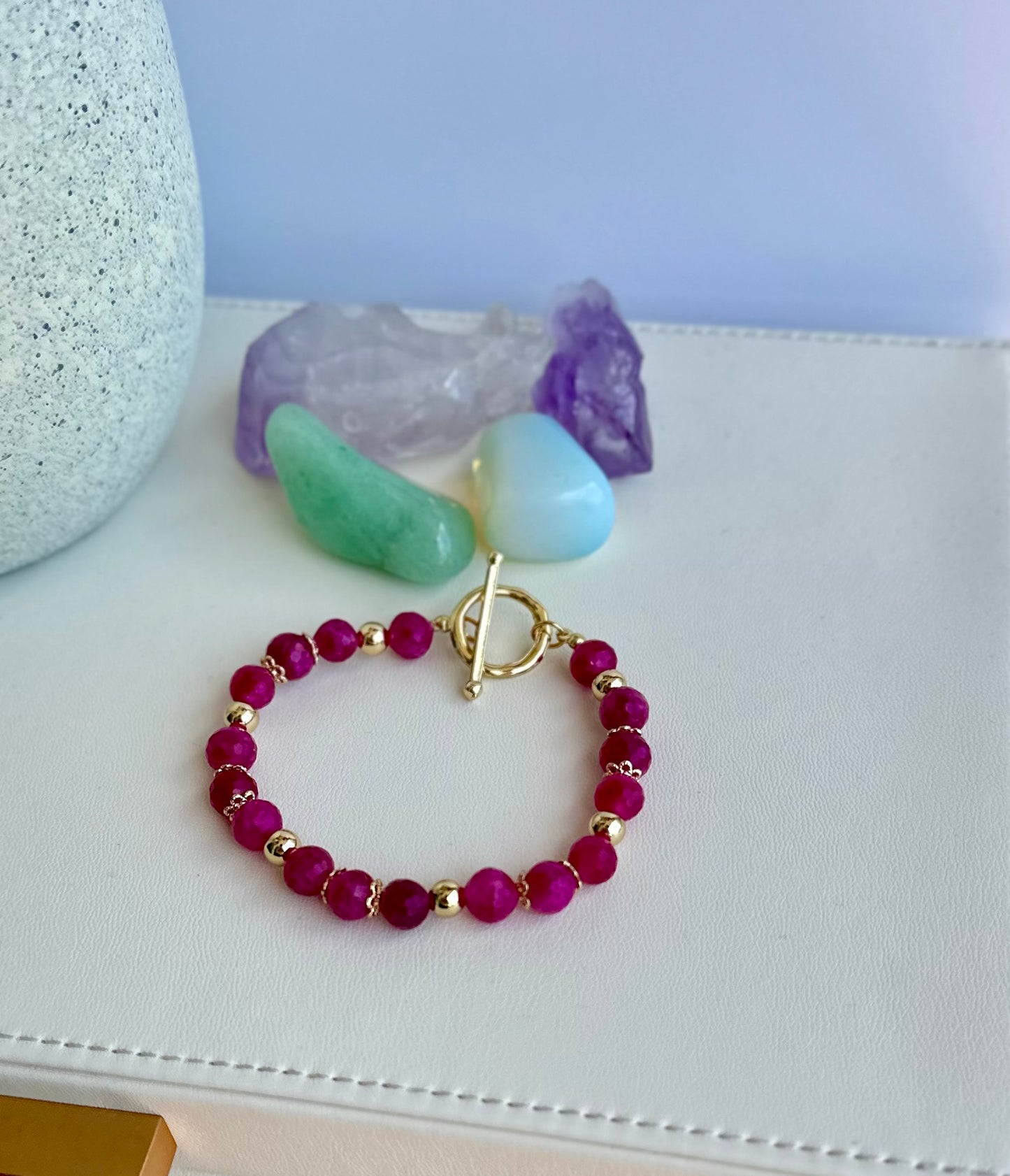 Bracelet with Ruby Quartz Gemstones