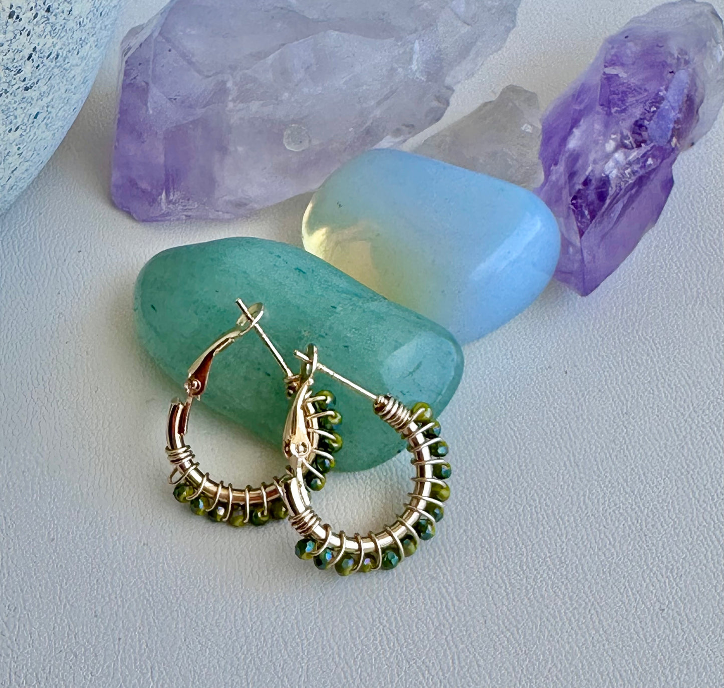 Hoop Earrings in Green (Mini)