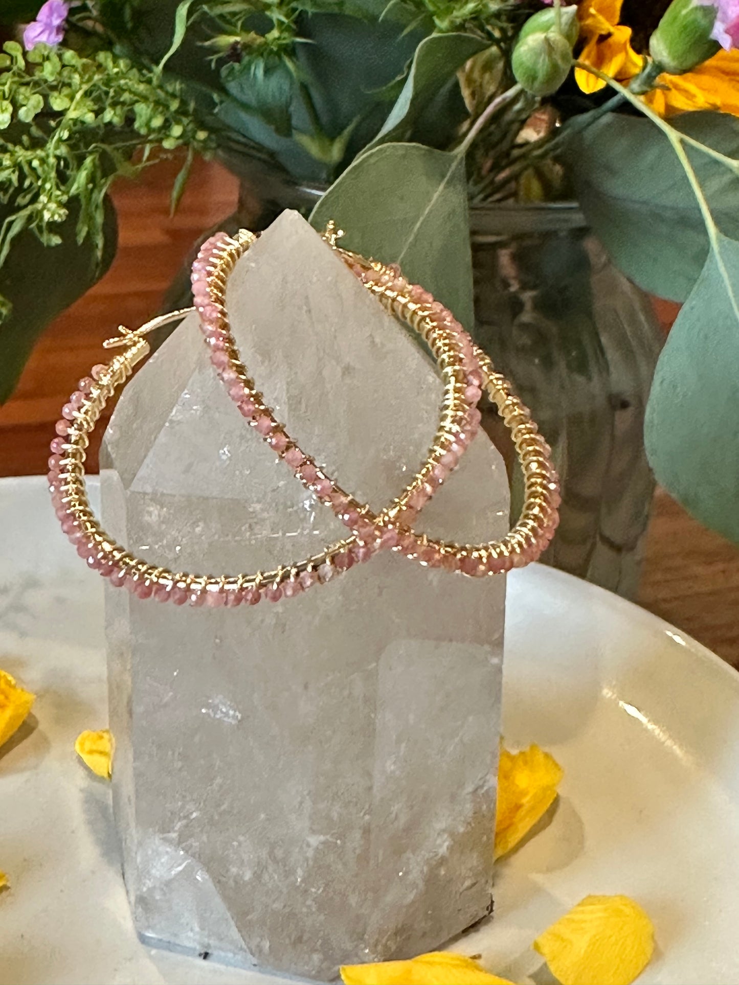 Hoop Earrings in Pink