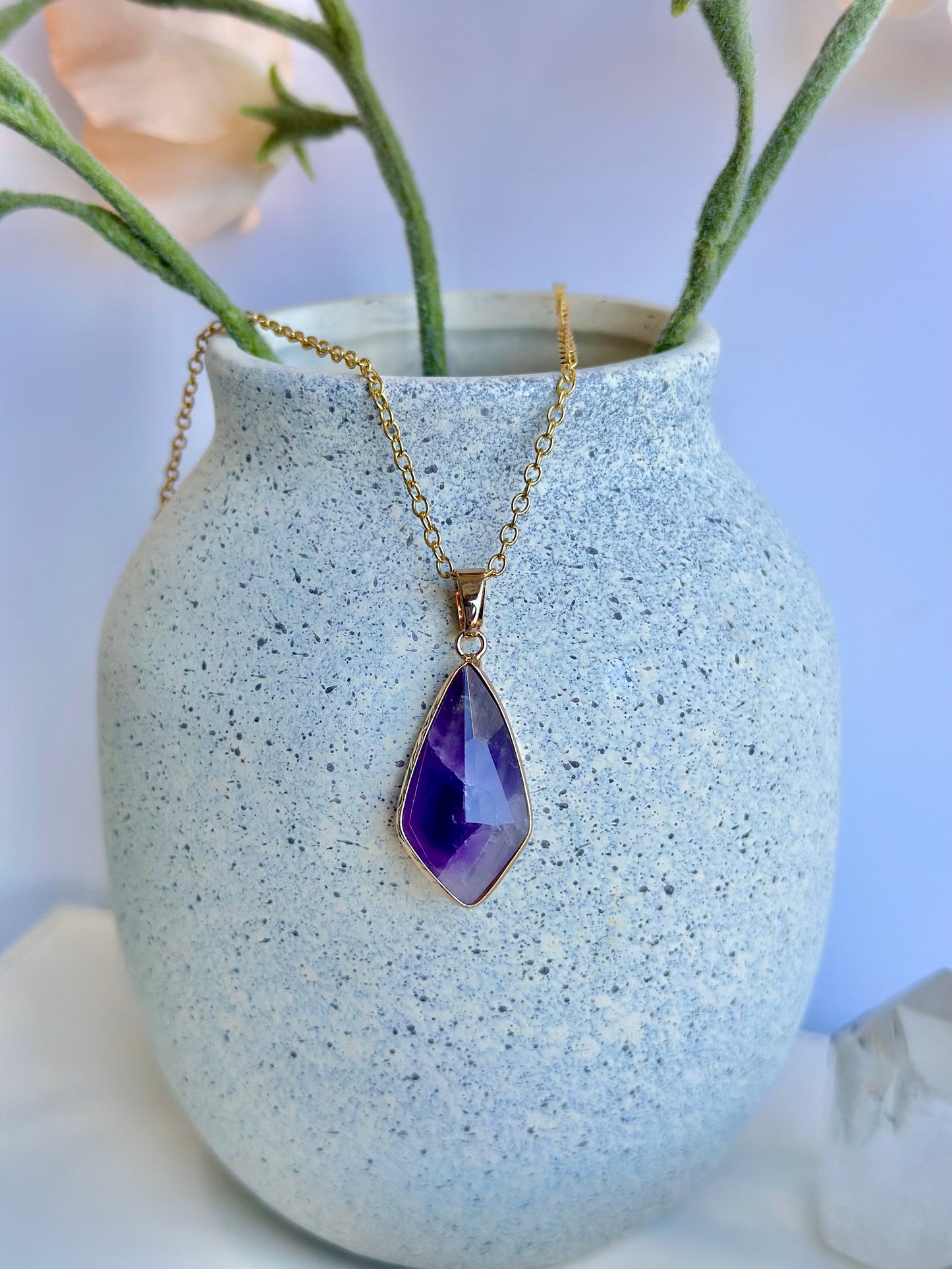 Necklace with Amethyst Drop Pendant