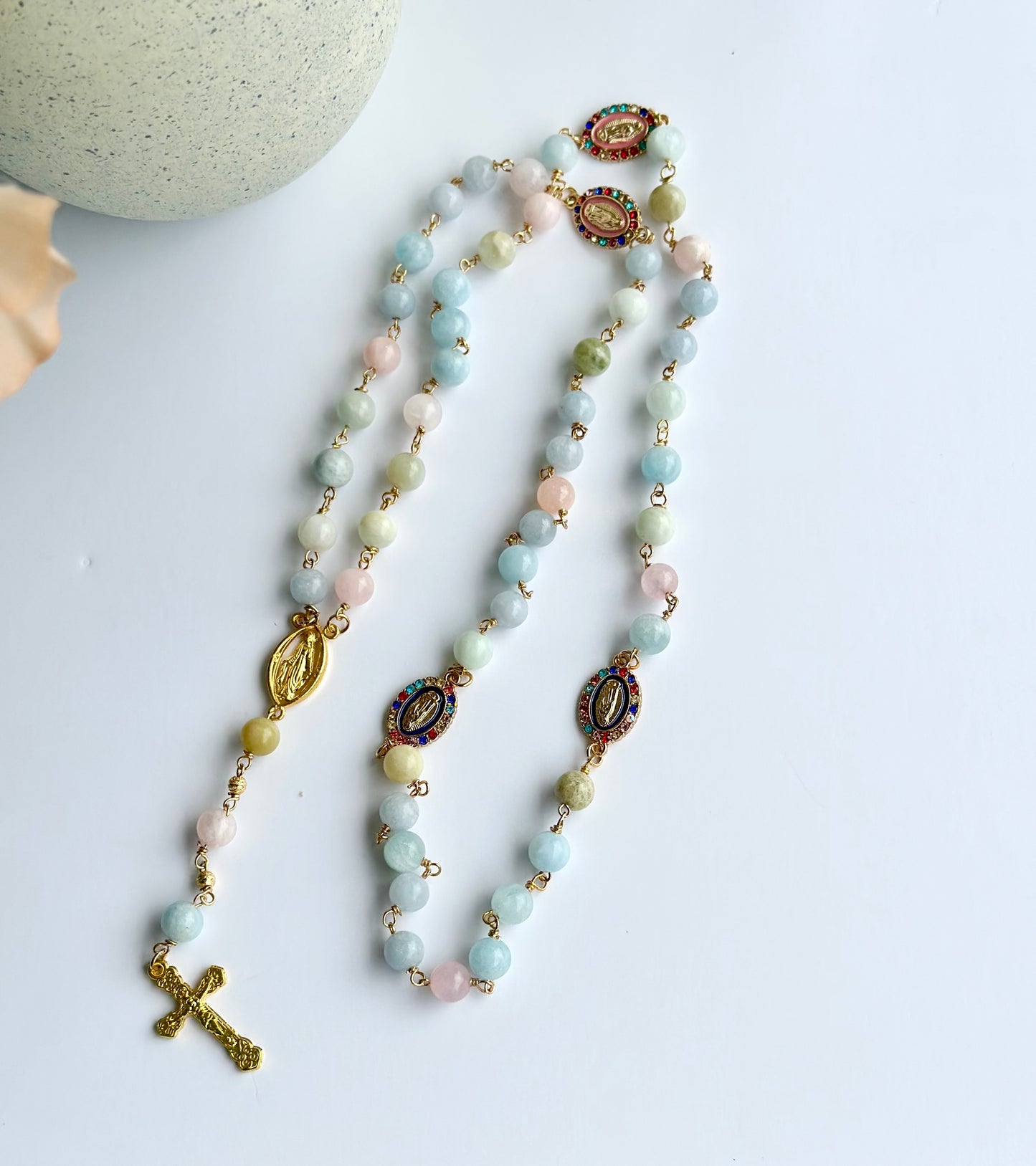 Rosary with Multicolored Morganite