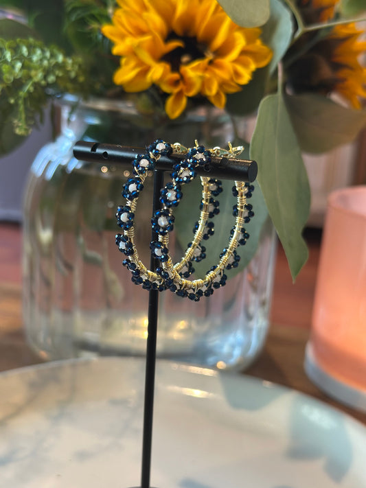Hoop Earrings in Dark Blue