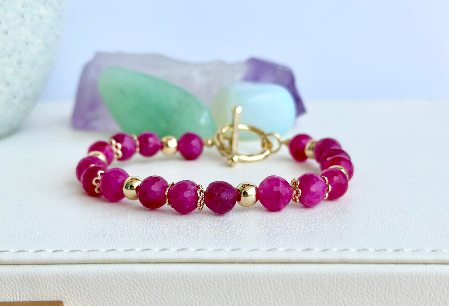 Bracelet with Ruby Quartz Gemstones