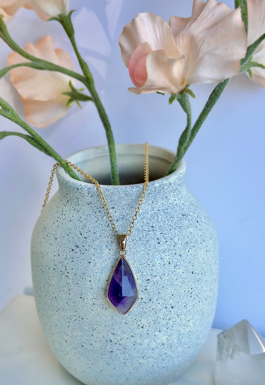 Necklace with Amethyst Drop Pendant