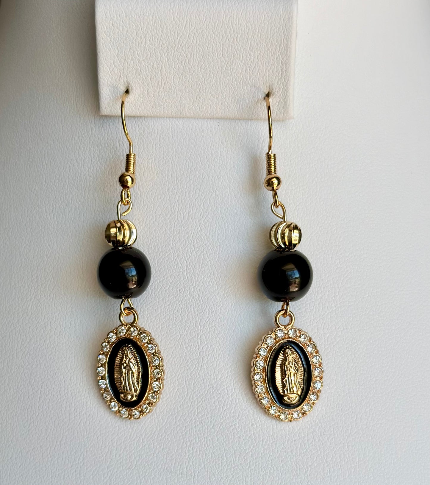 Virgen de Guadalupe Dangle and Drop Earrings in Black