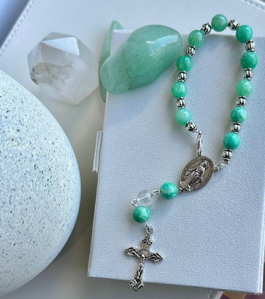 Rosary Bracelet with Mint Quartz Beads