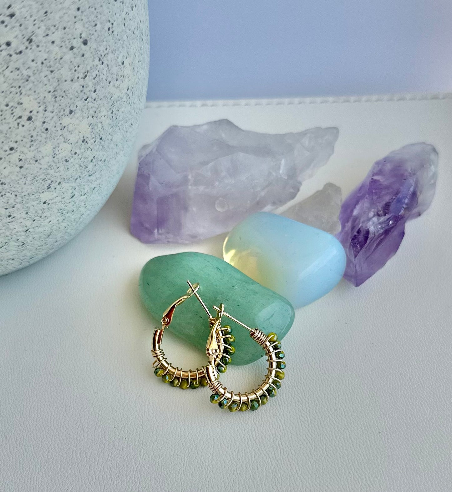 Hoop Earrings in Green (Mini)