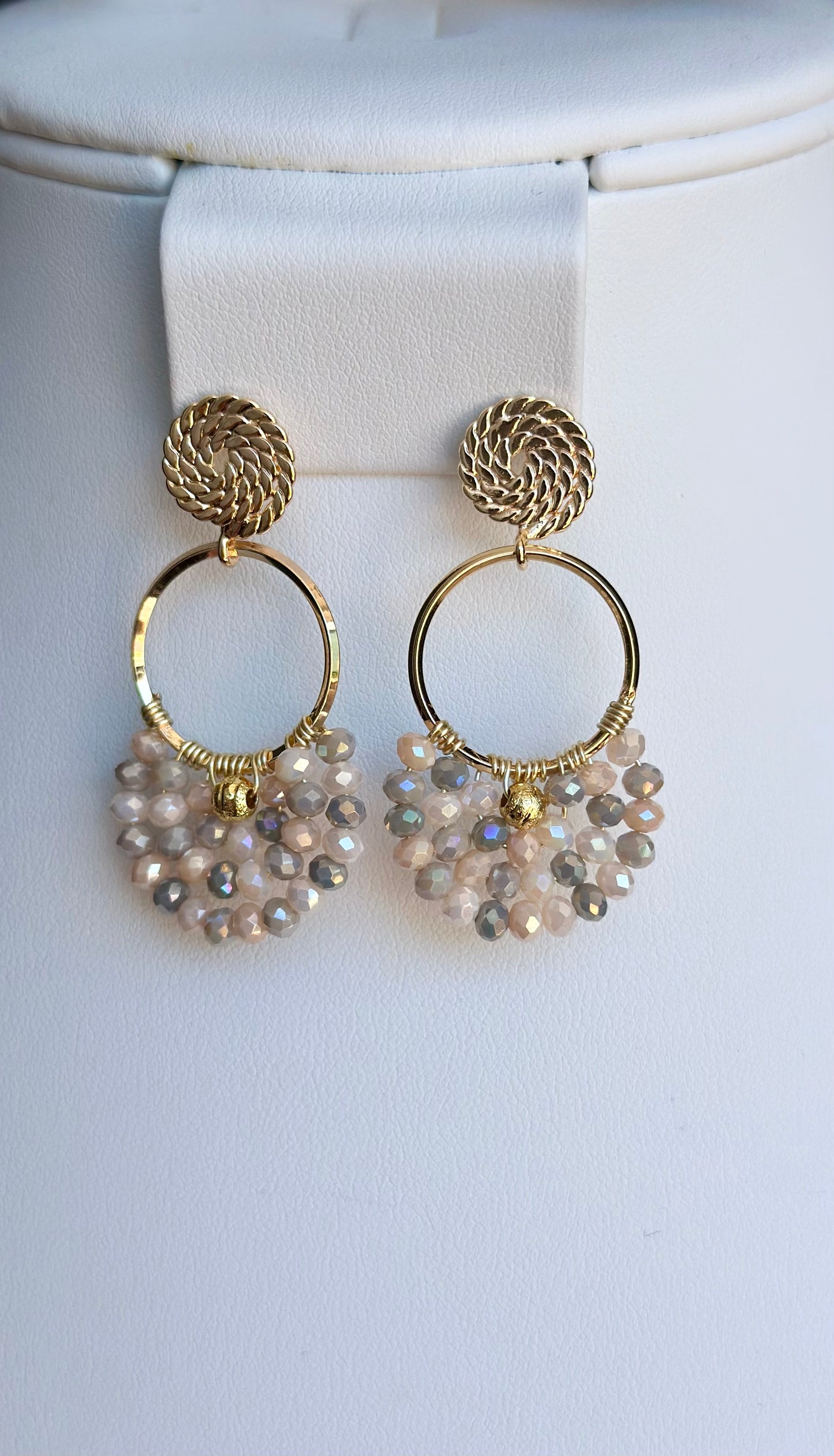 Dangle and Drop Earrings in Ivory and Smokey Silver