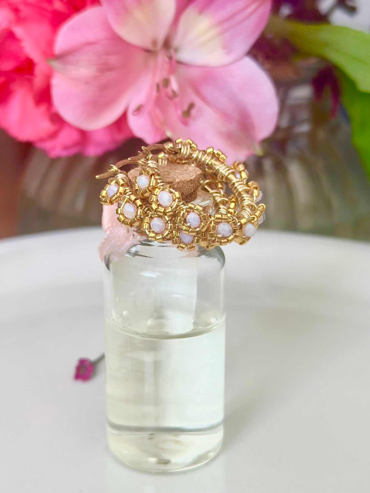 Hoop Earrings in Gold and Lilac