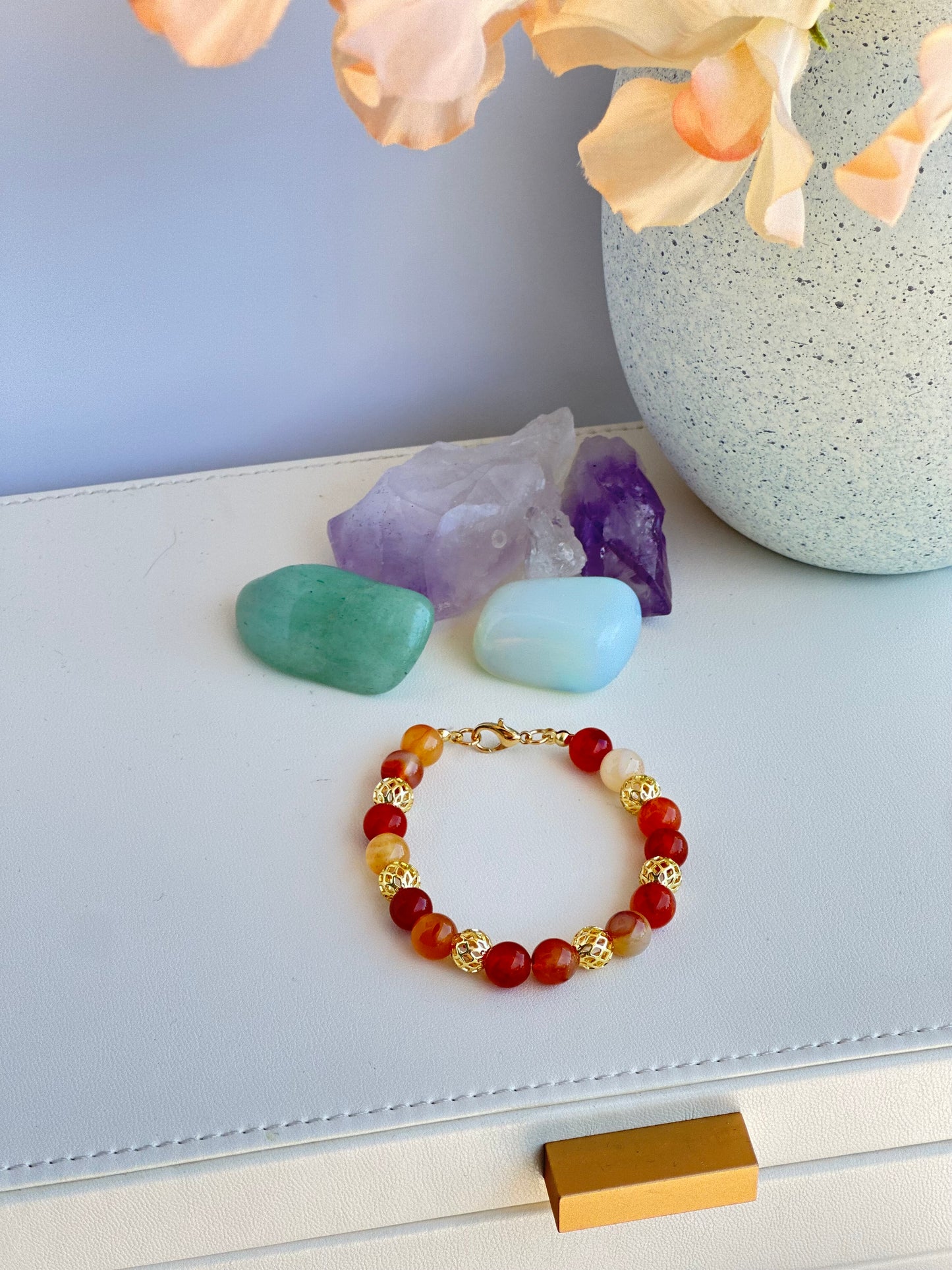 Bracelet Natural  Brown/Red Gemstones