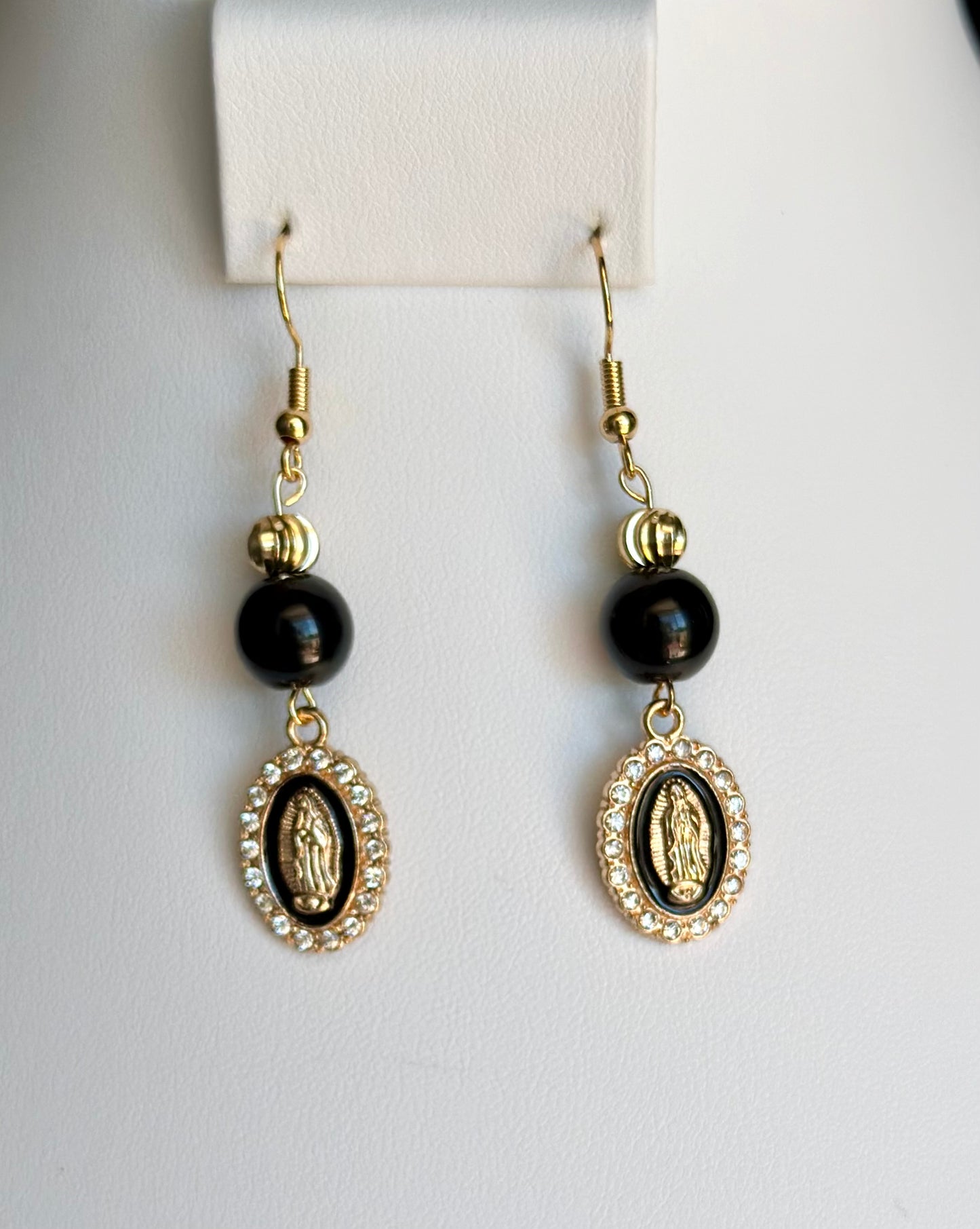 Virgen de Guadalupe Dangle and Drop Earrings in Black